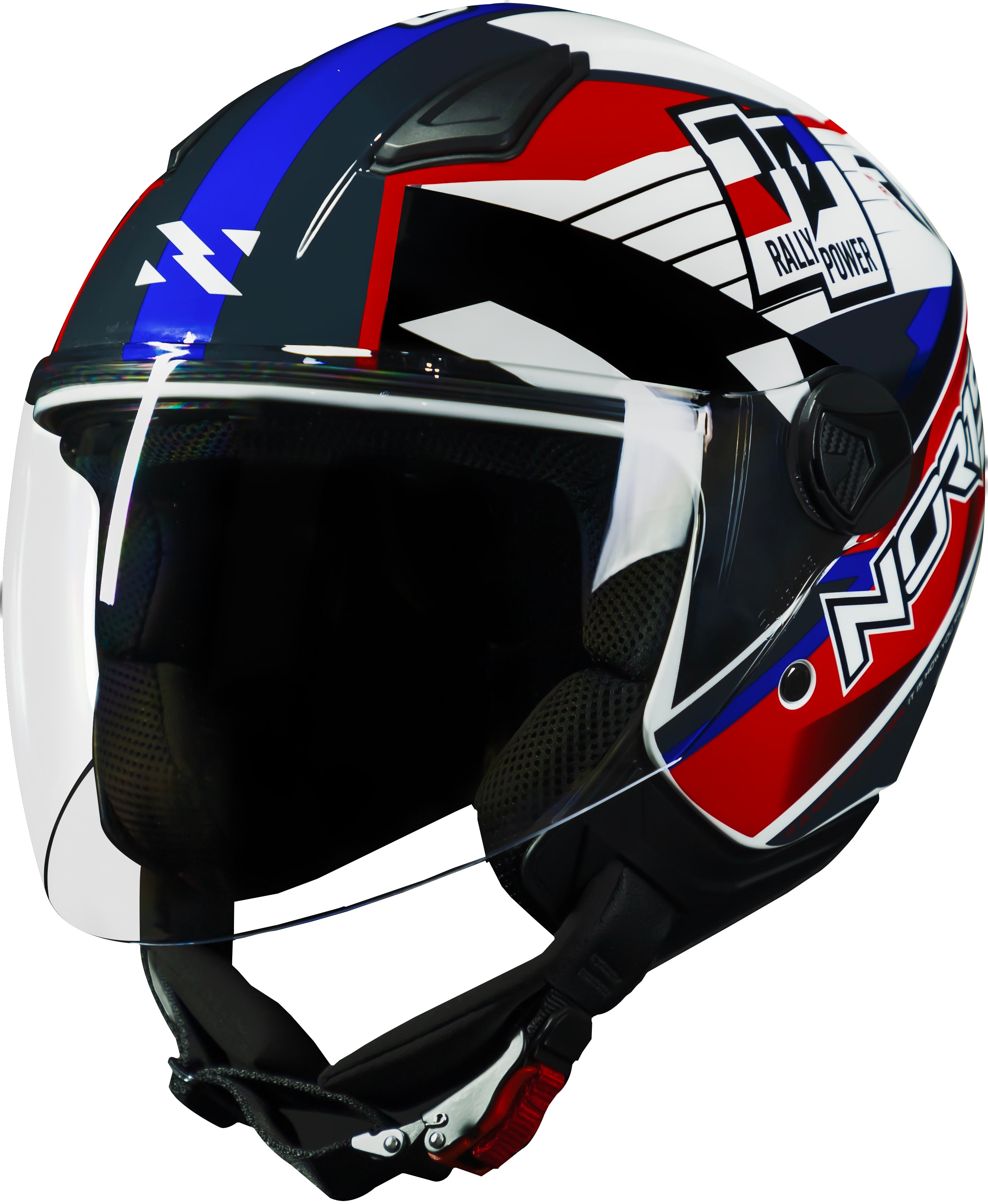 Capacete Norisk Orion R1 Branco Vermelho Azul