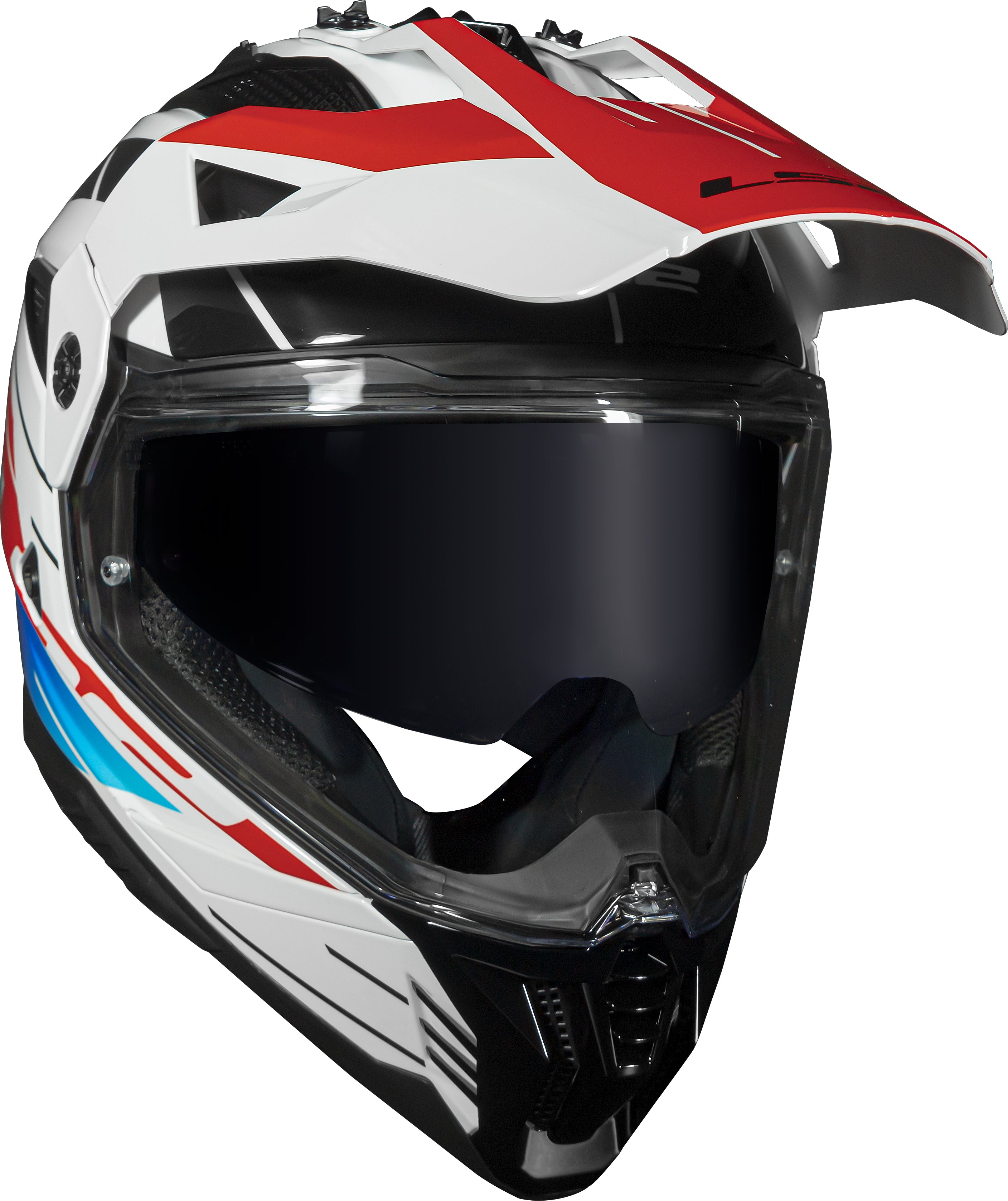 Capacete Ls2 Pioneer II Namib Branco Azul Vermelho