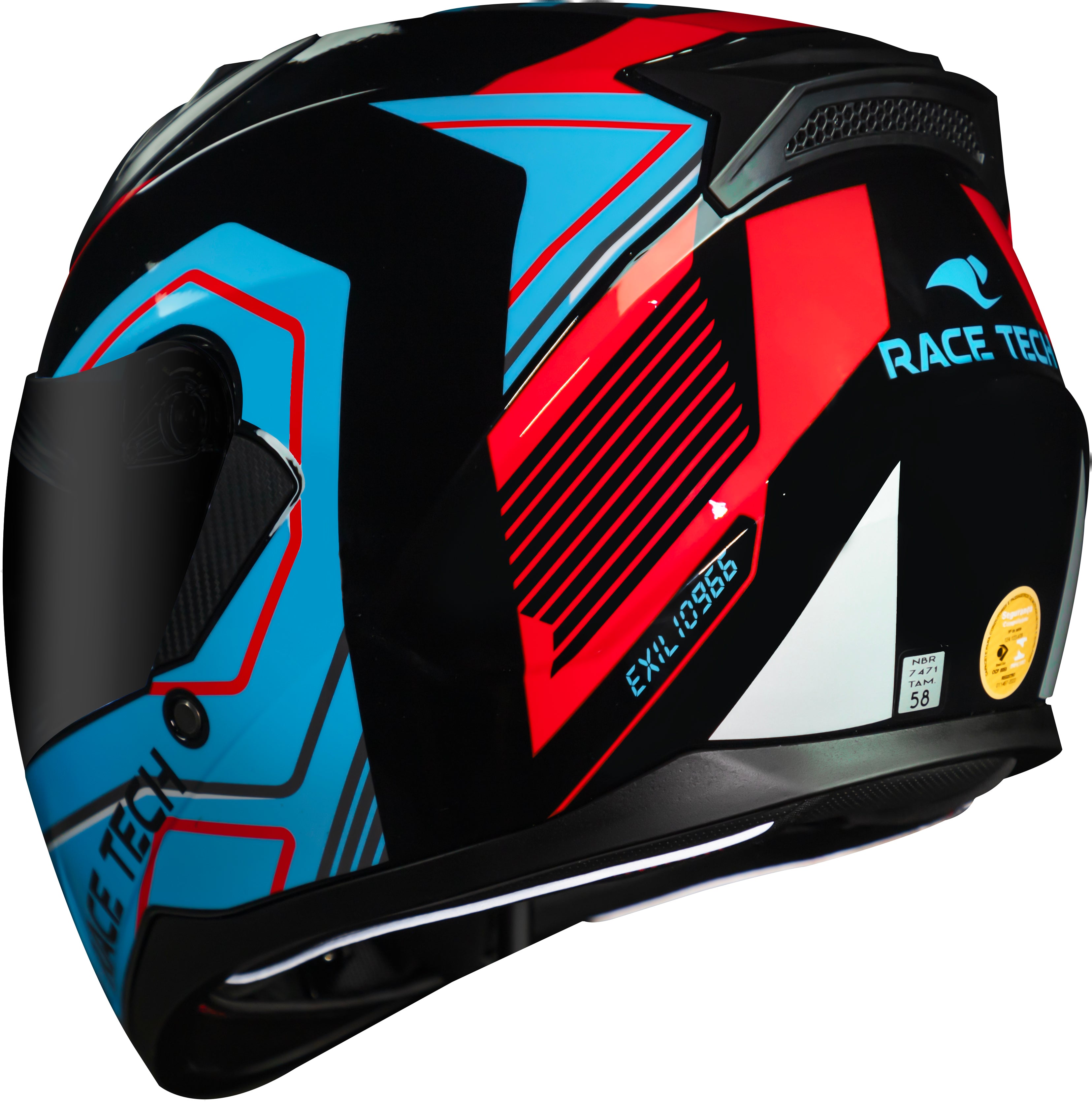 Capacete Race Tech Sector Exilio Preto Azul Vermelho