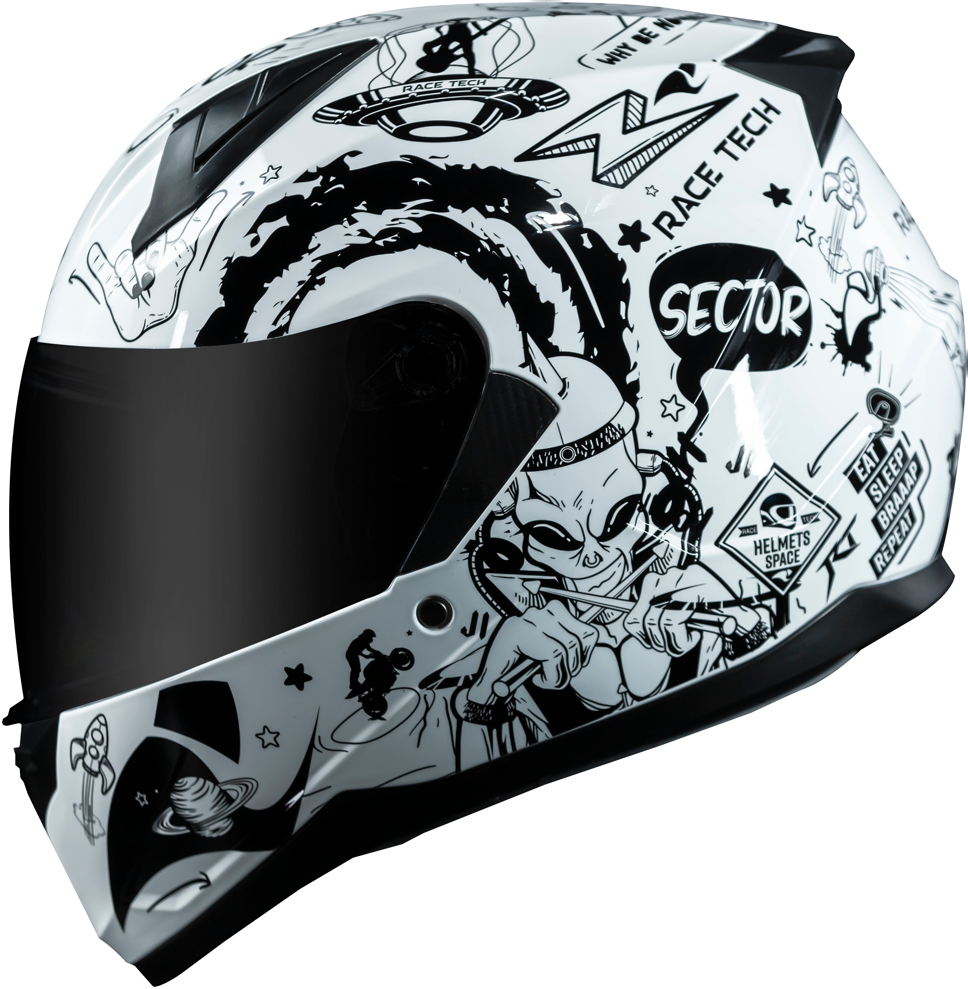 Capacete Race Tech Sector Sky Music Branco