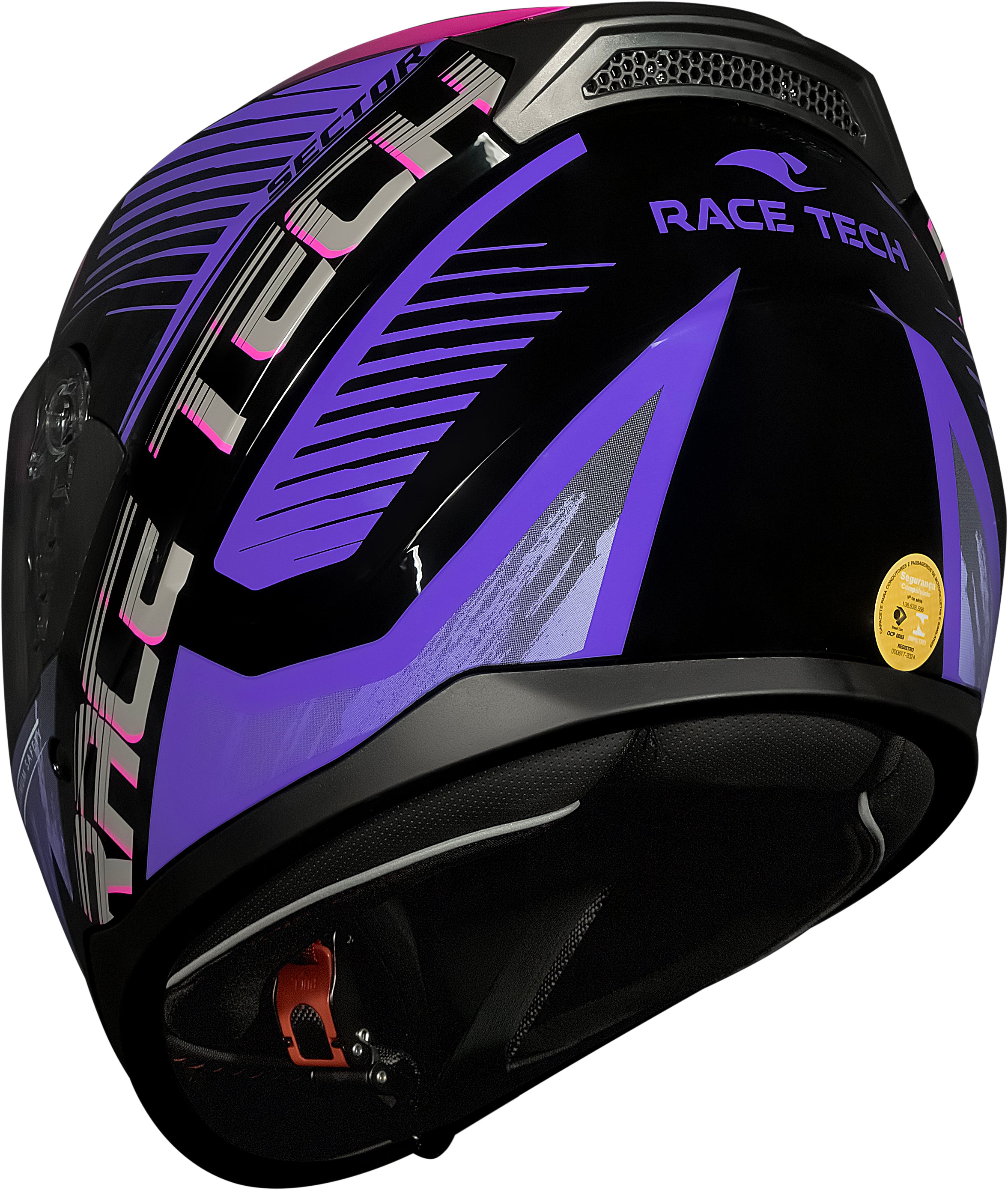 Capacete Race Tech Sector Slash Preto Roxo