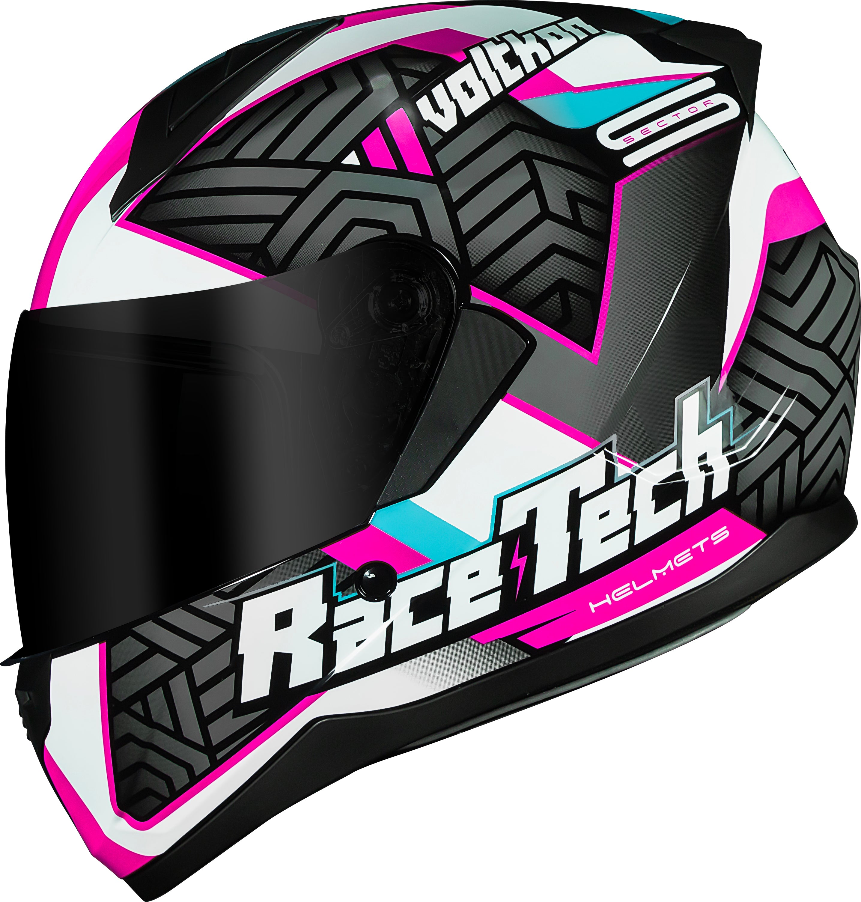 Capacete Race Tech Sector Voltkon Branco Rosa
