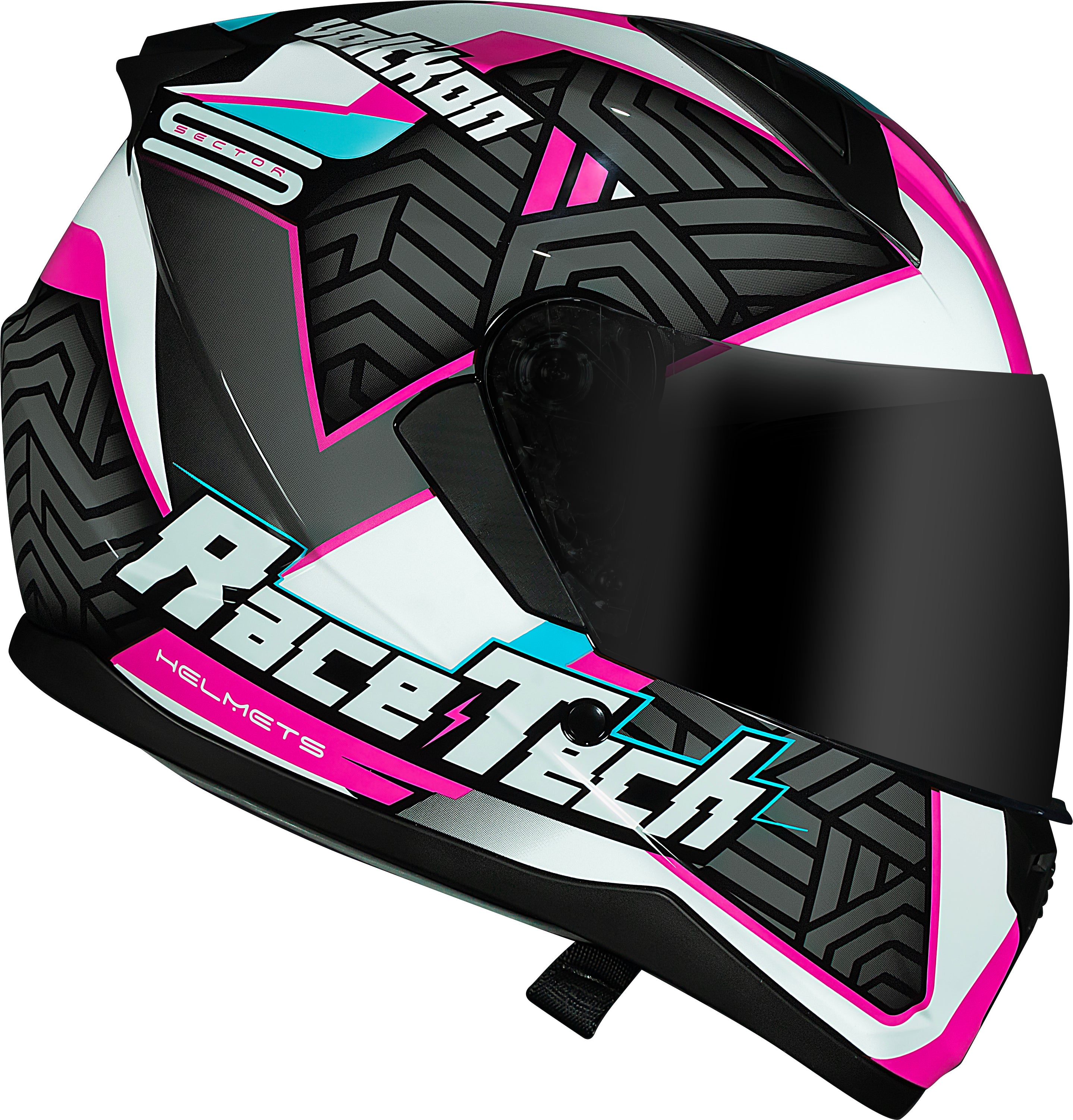 Capacete Race Tech Sector Voltkon Branco Rosa