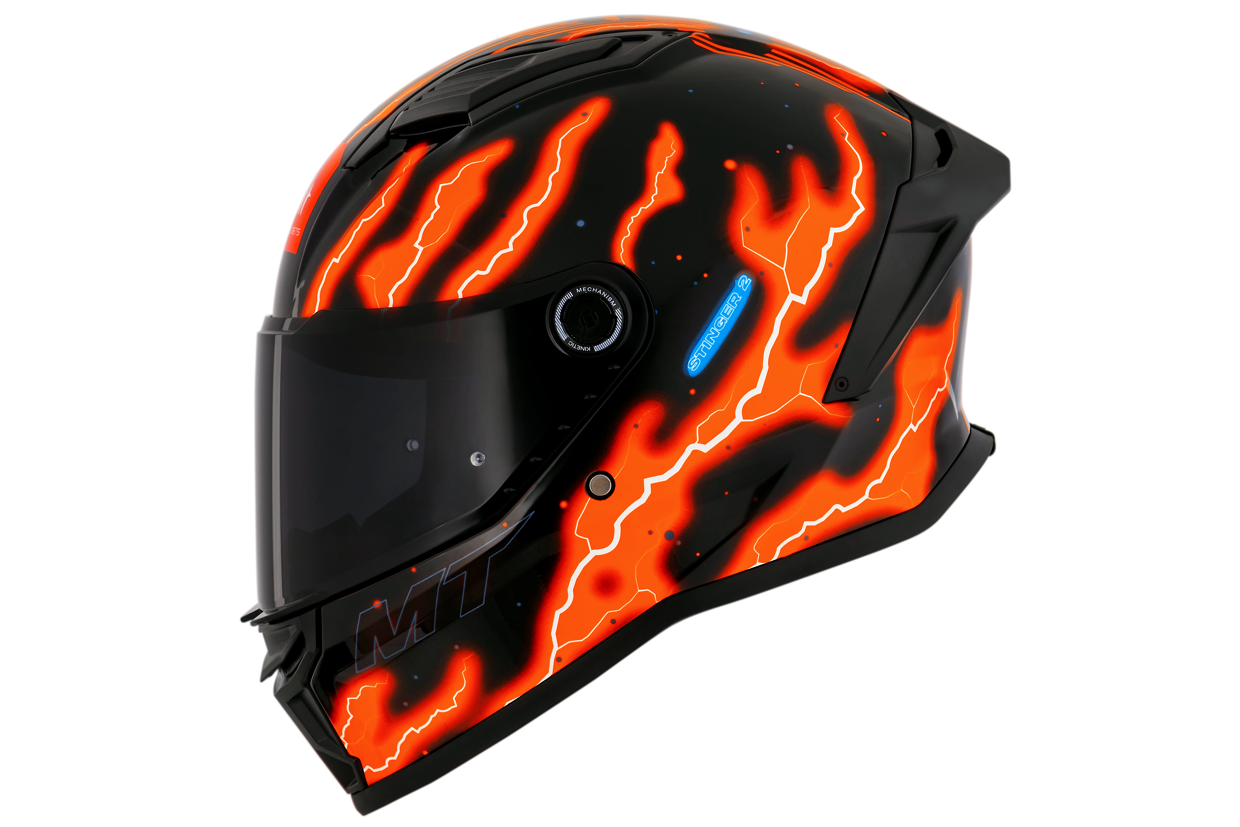 Capacete Mt Helmets Stinger 2 Flash A4 Preto Laranja Brilho