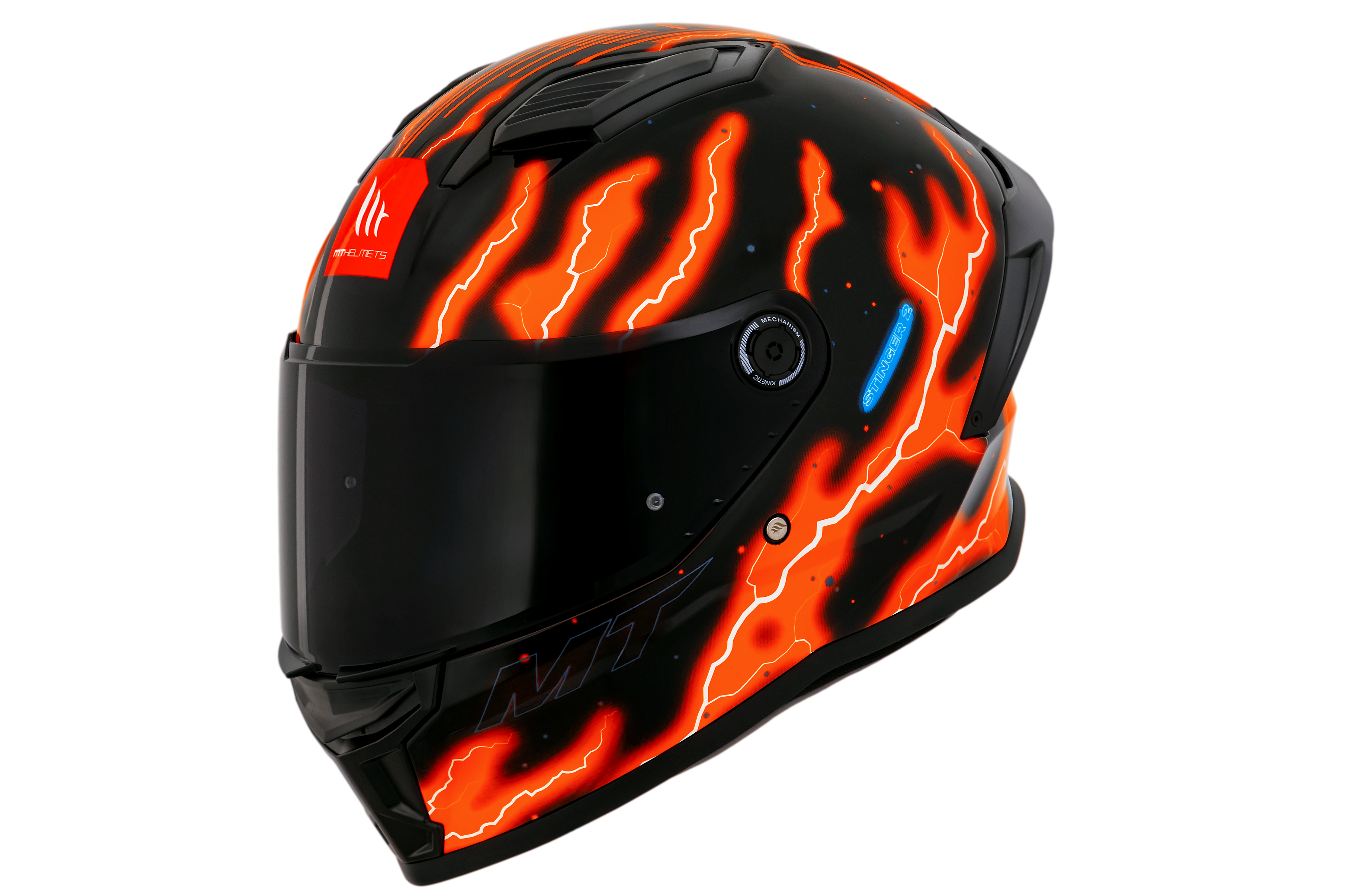 Capacete Mt Helmets Stinger 2 Flash A4 Preto Laranja Brilho