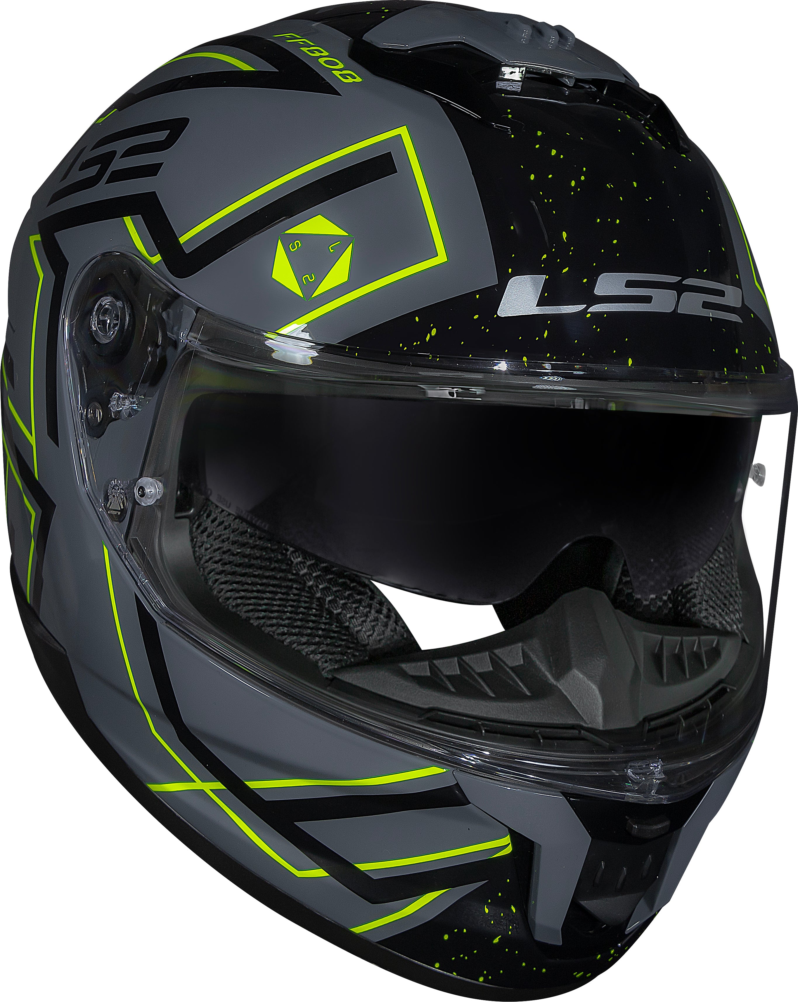 Capacete Ls2 Stream II ff808 Maze Brilho Cinza Preto