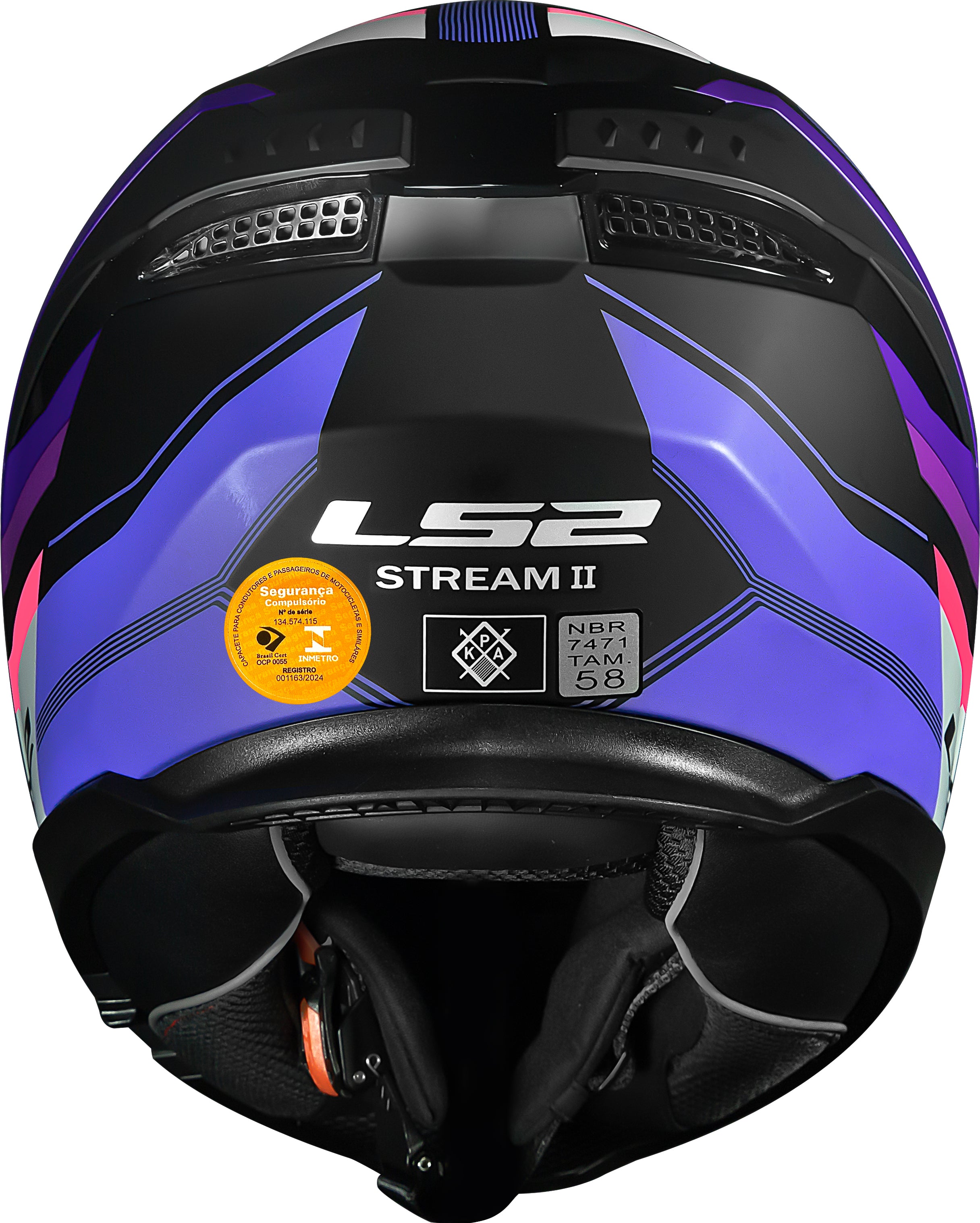 Capacete Ls2 Stream II ff808 Vintage Preto Roxo