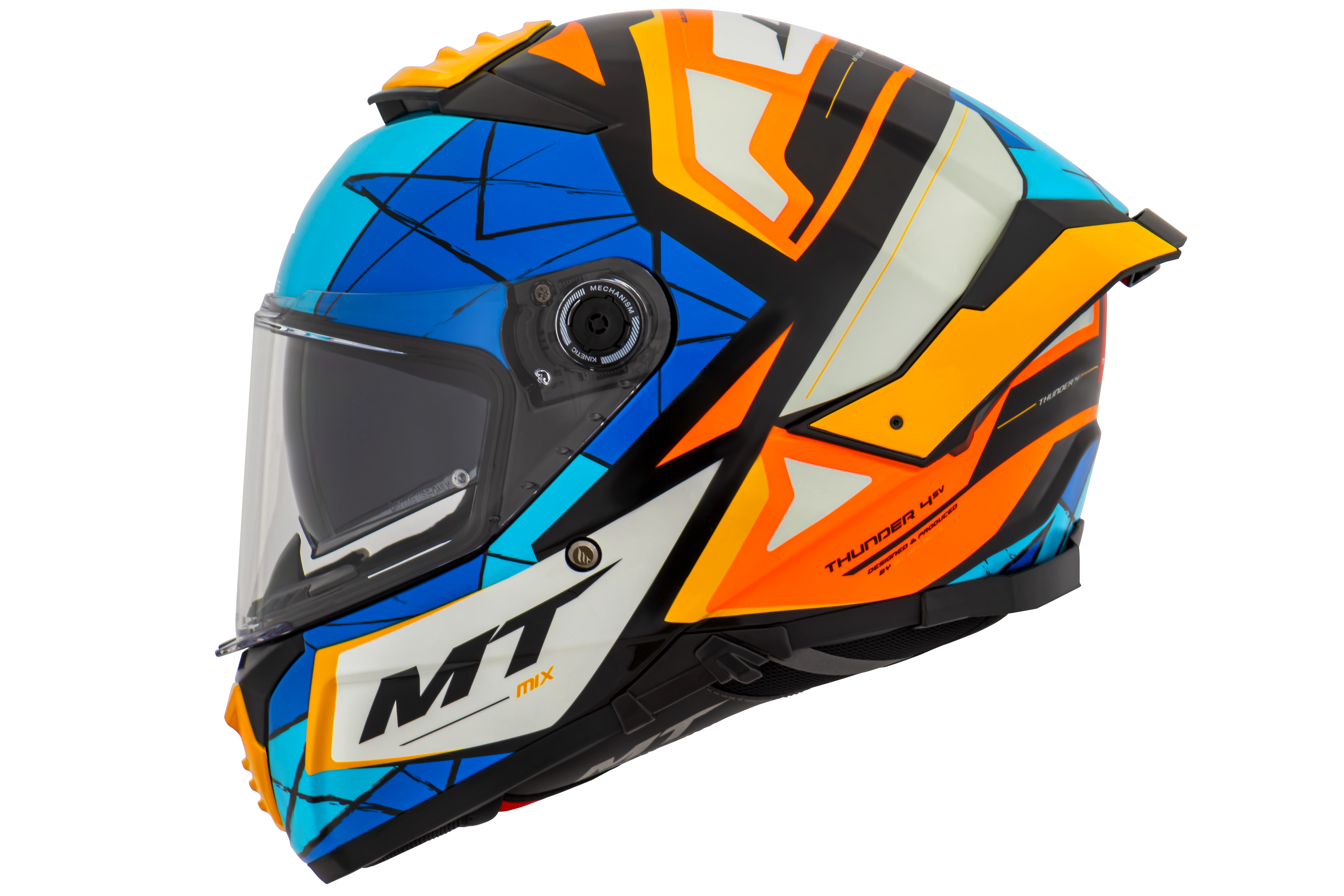 Capacete Mt Helmets Thunder 4 SV Mix C4 Laranja Flourescente Brilho