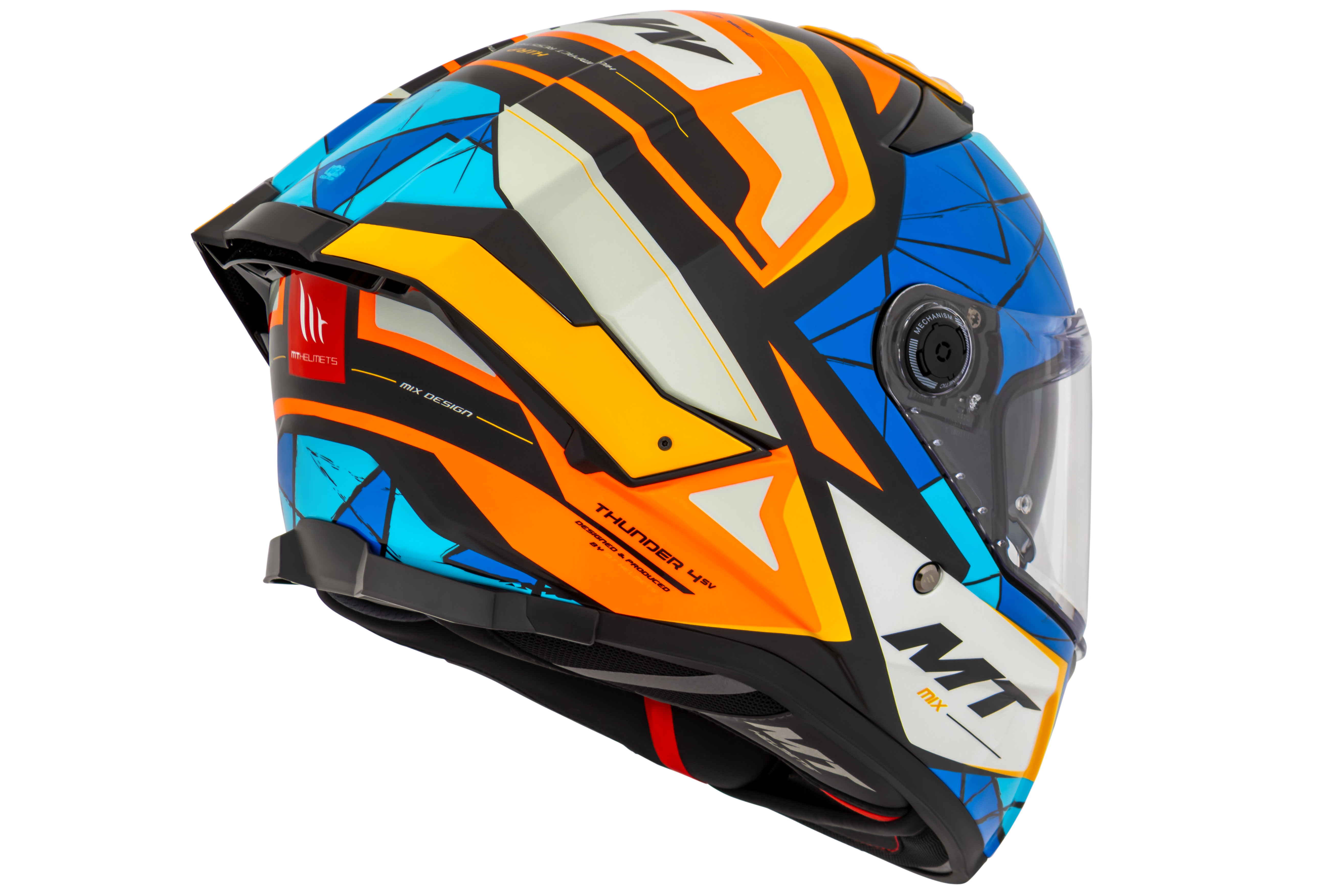 Capacete Mt Helmets Thunder 4 SV Mix C4 Laranja Flourescente Brilho