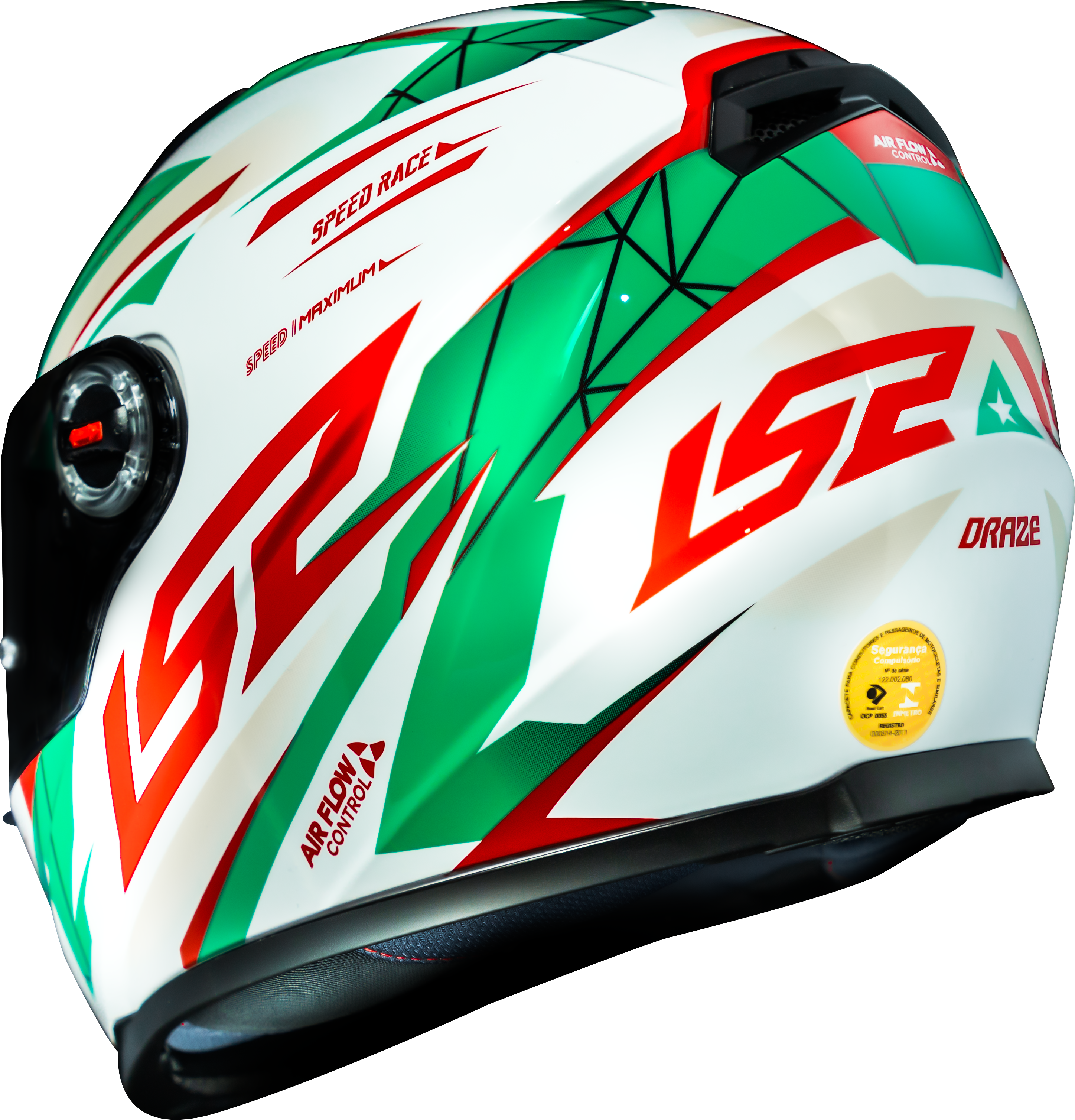 Capacete Ls2 Ff358 Classic Draze Branco Verde Vermelho