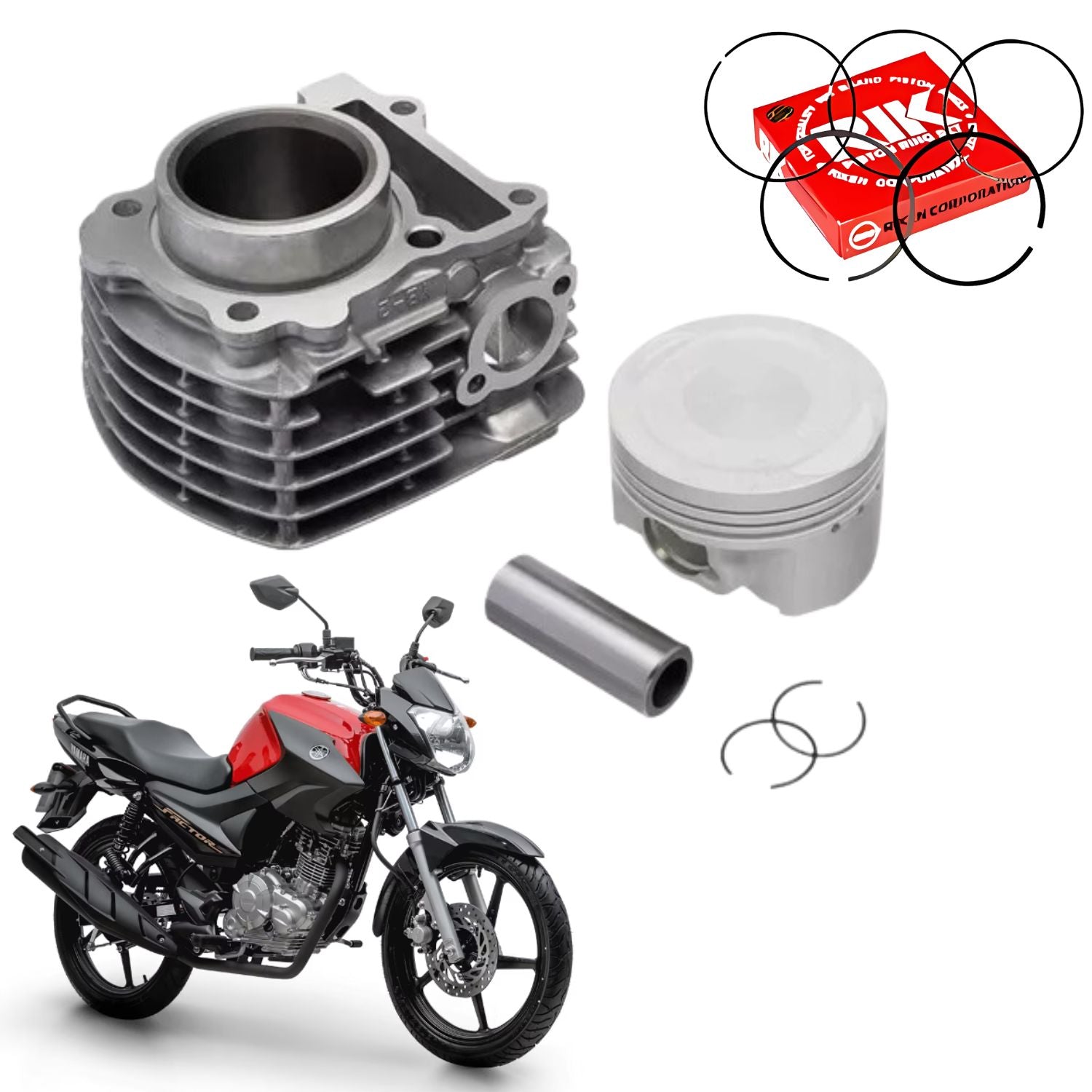 KIT PREMIUM COM CILINDRO PISTAO KMP YAMAHA YBR FACTOR 125 2017 A 2025 INJETADA