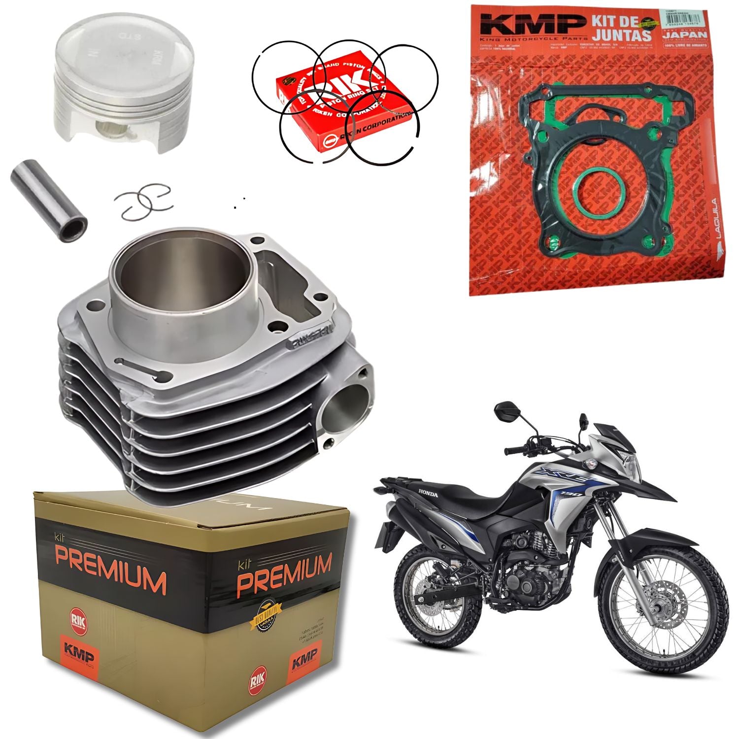KIT PREMIUM COM CILINDRO PISTAO KMP HONDA XRE 190 2016 A 2025