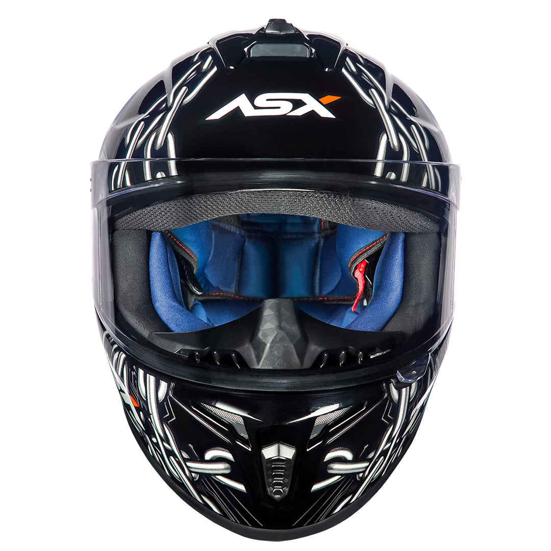 Capacete ASX draken Bull Cyber Brilho Preto/Azul