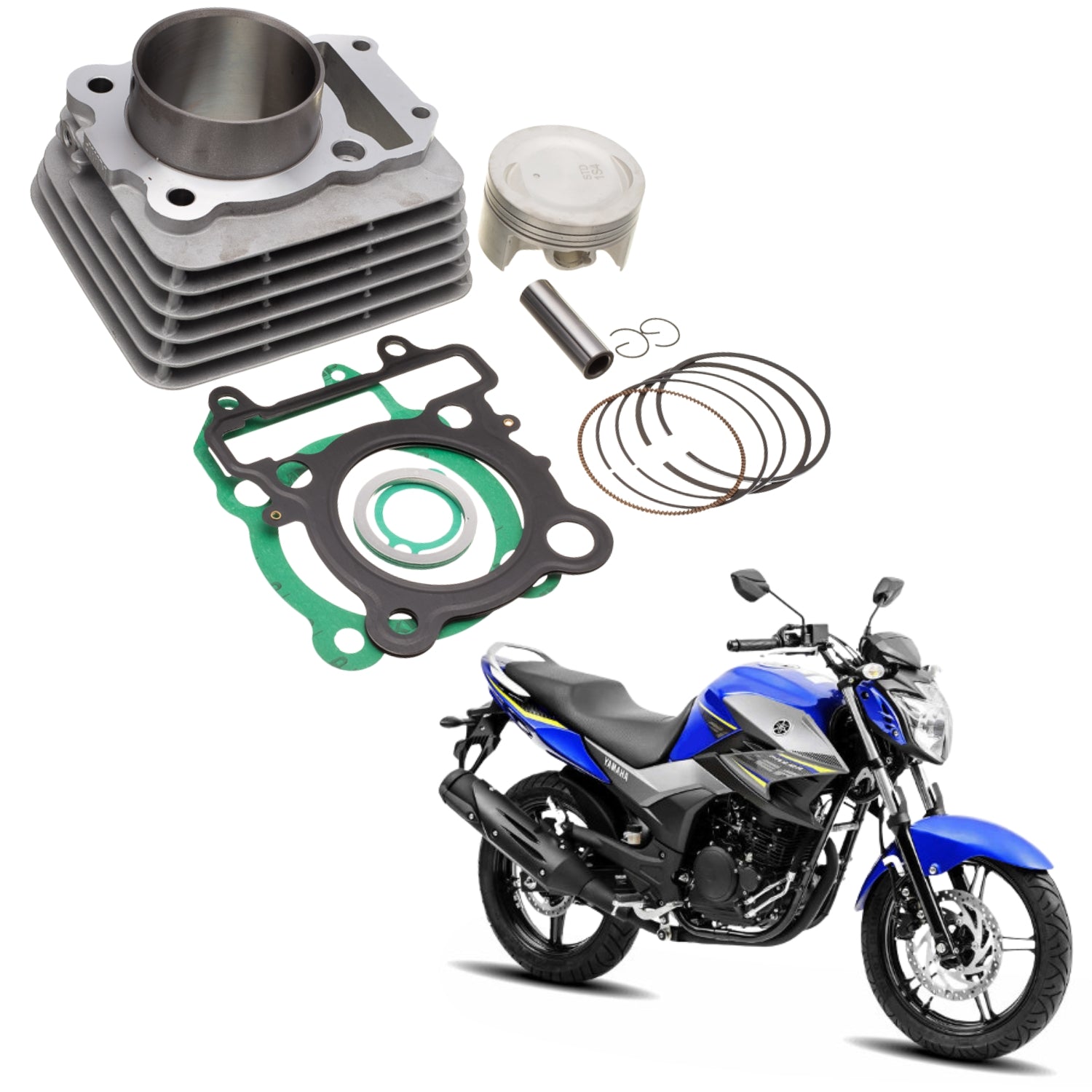 KIT COM CILINDRO PISTAO KMP YS FAZER 250 YS250 2006 A 2013