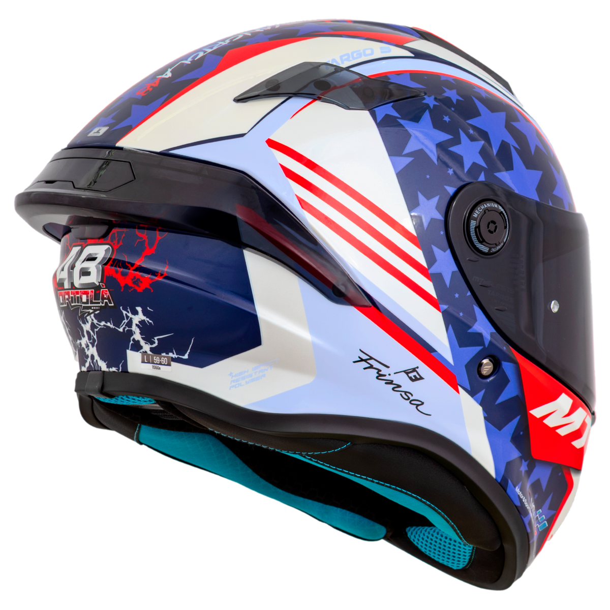 Capacete Mt Helmets Targo S  Replica Ivan Ortols USA 2024 C7 Branco Brilho
