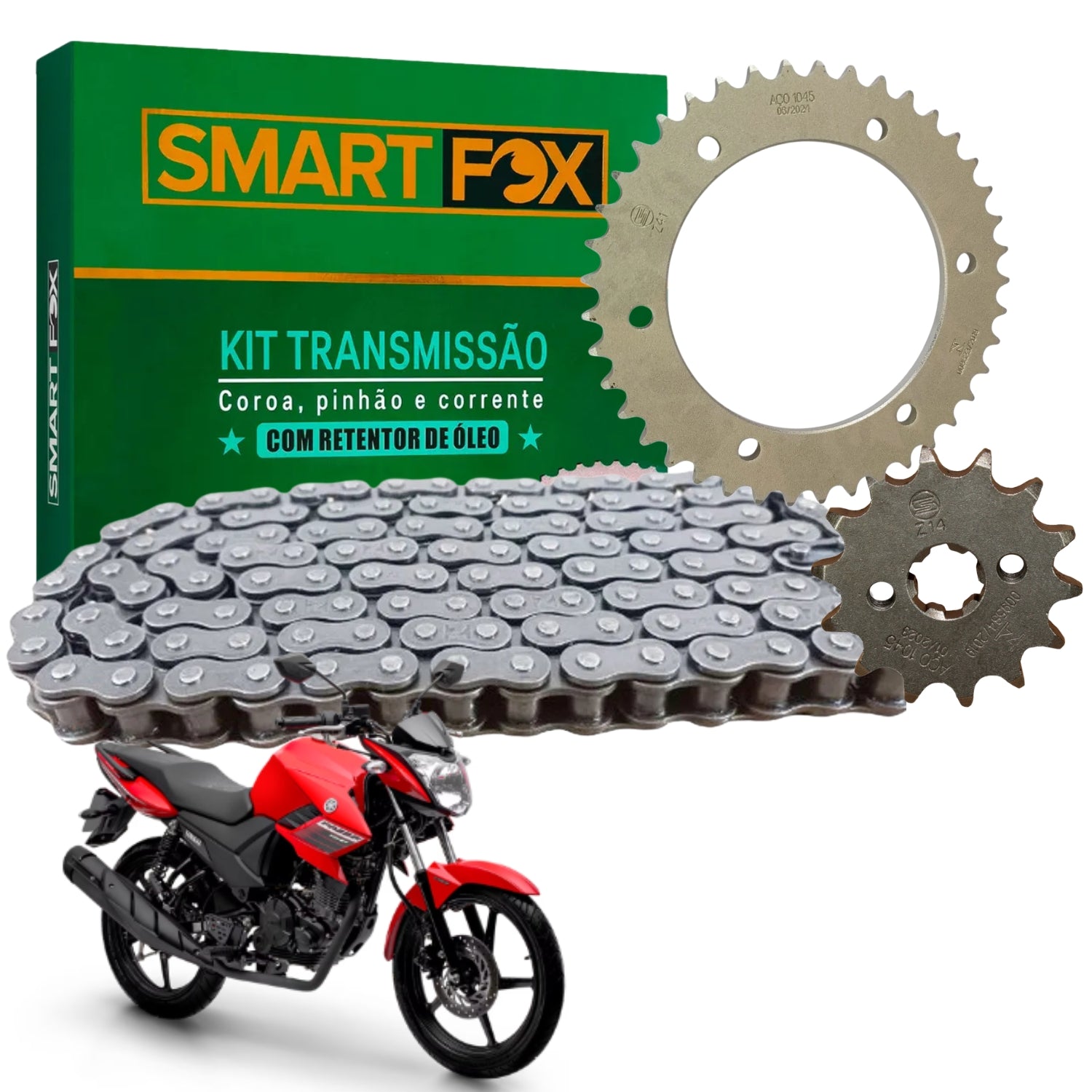 Kit Relação Transmissão com retentor Fazer 150 2022 2023 2024