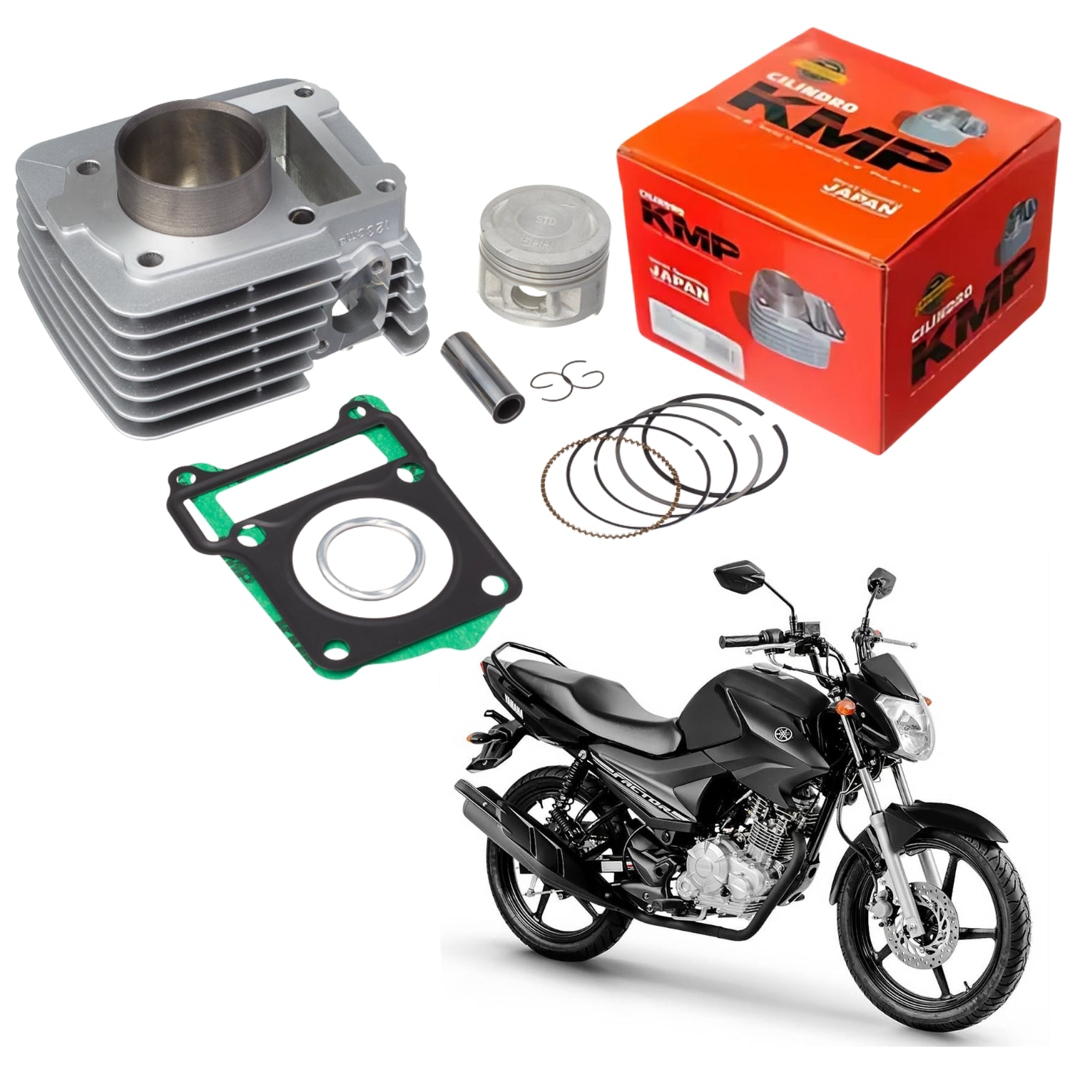 KIT PREMIUM CILINDRO PISTÃO KMP YAMAHA YBR XTZ 125