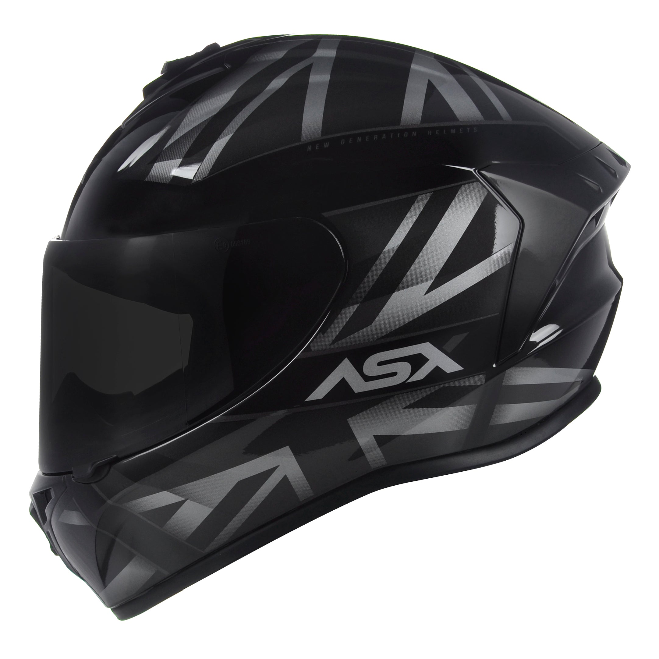 Capacete ASX Draken Uk Brilho Preto/Cinza