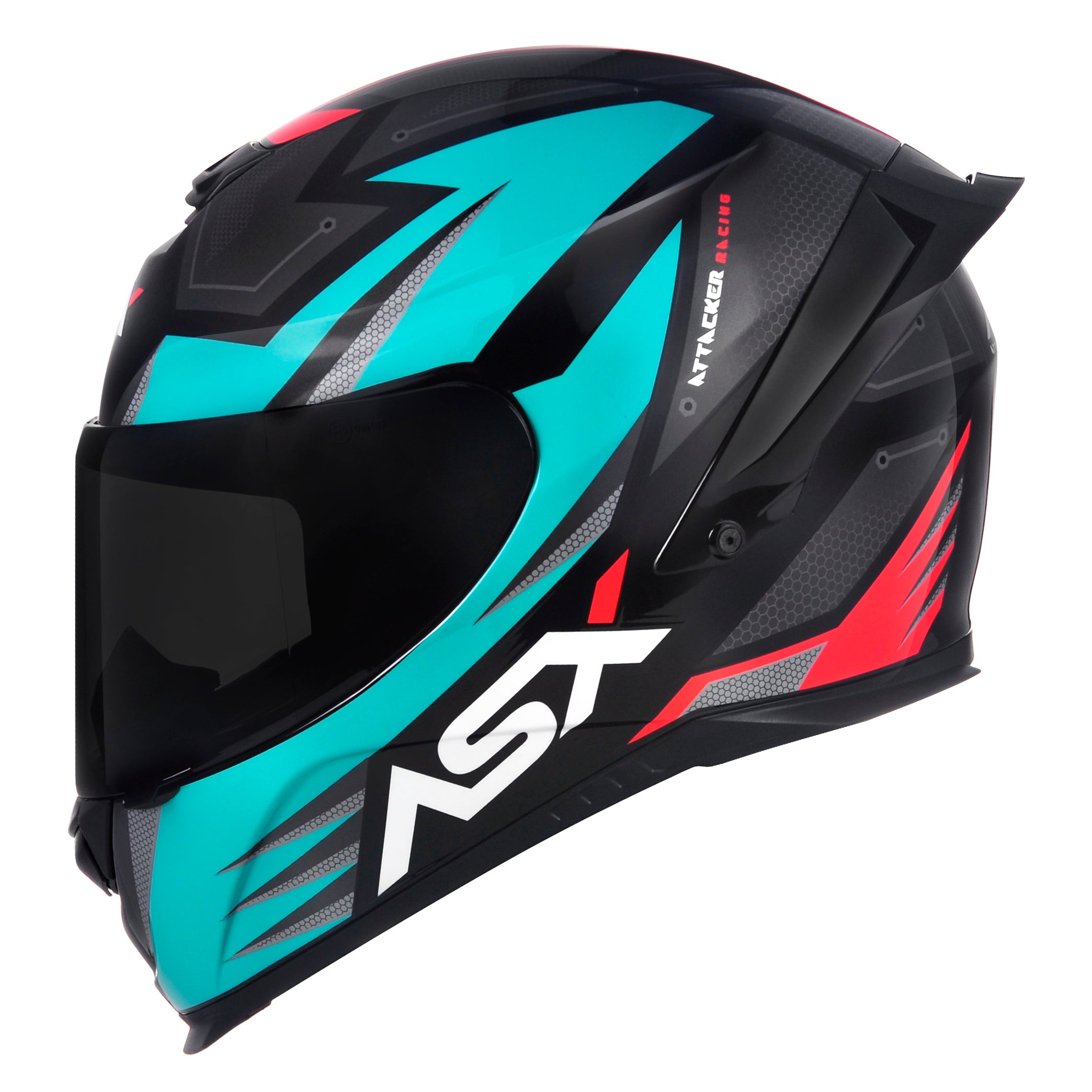 Capacete ASX Eagle Racing Attacker Brilho Preto/Grafite/Tiffany