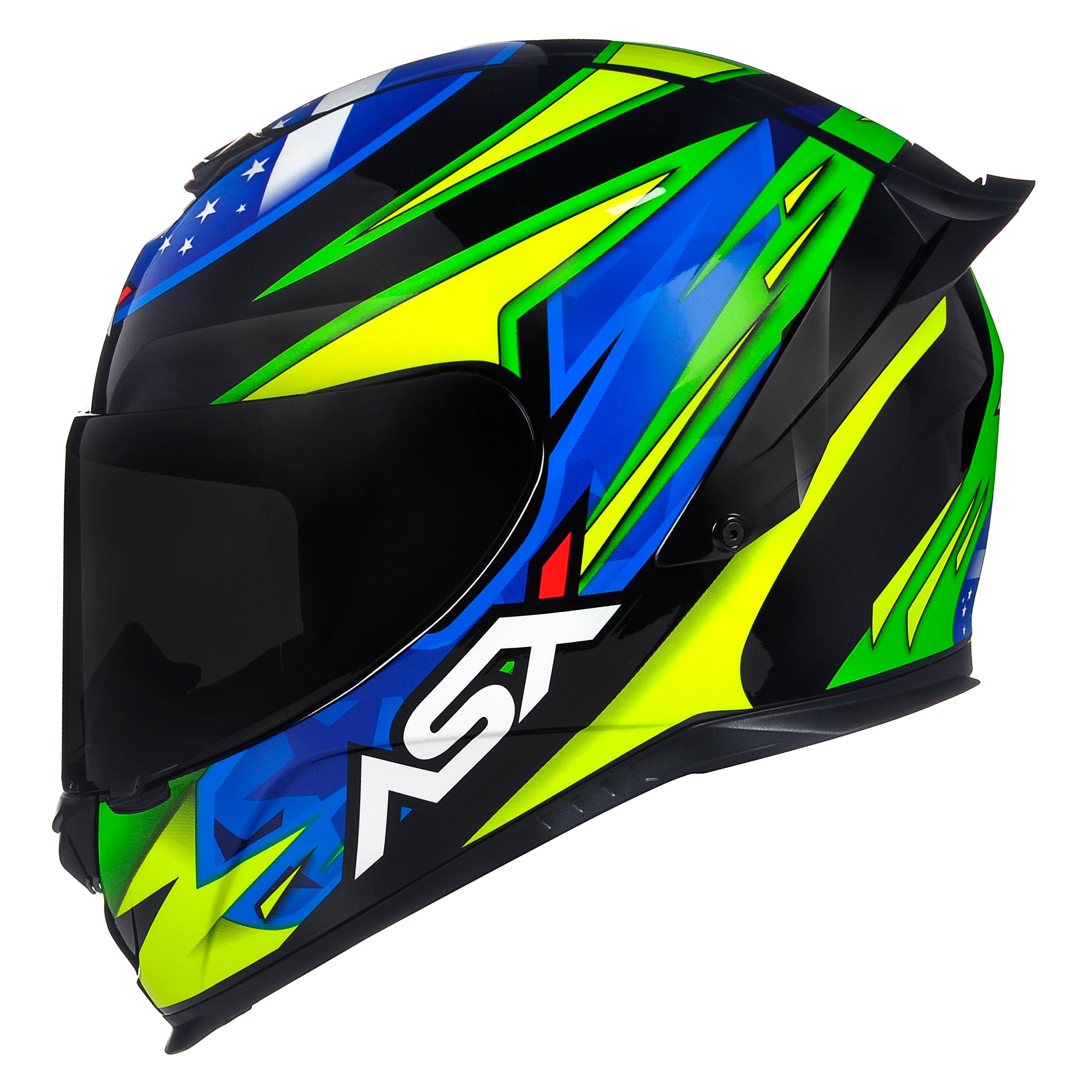 Capacete ASX Eagle Racing Patriot Brilho Preto/Azul/Amarelo