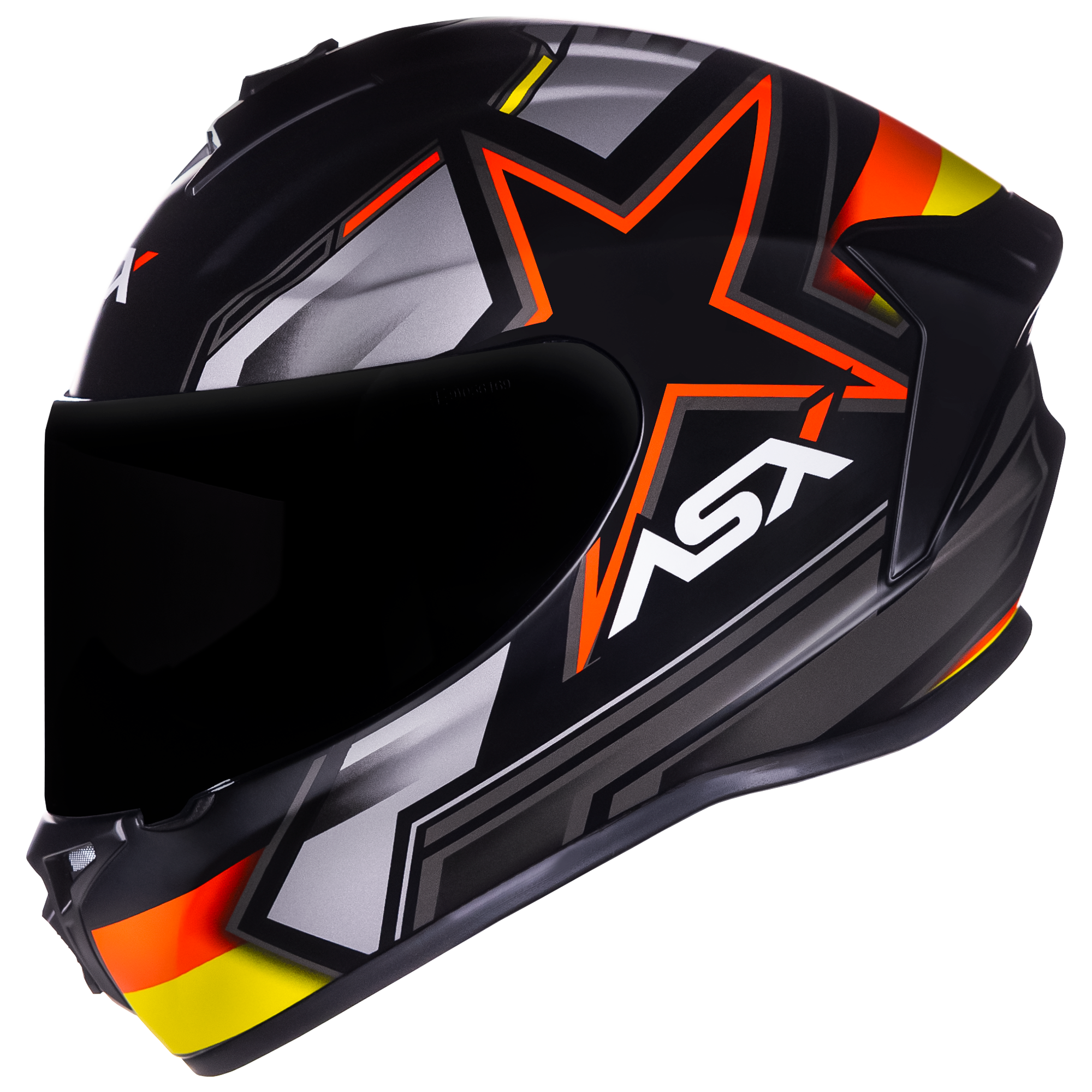 Capacete ASX draken Pilot Fosco Preto/Vermelho/Amarelo
