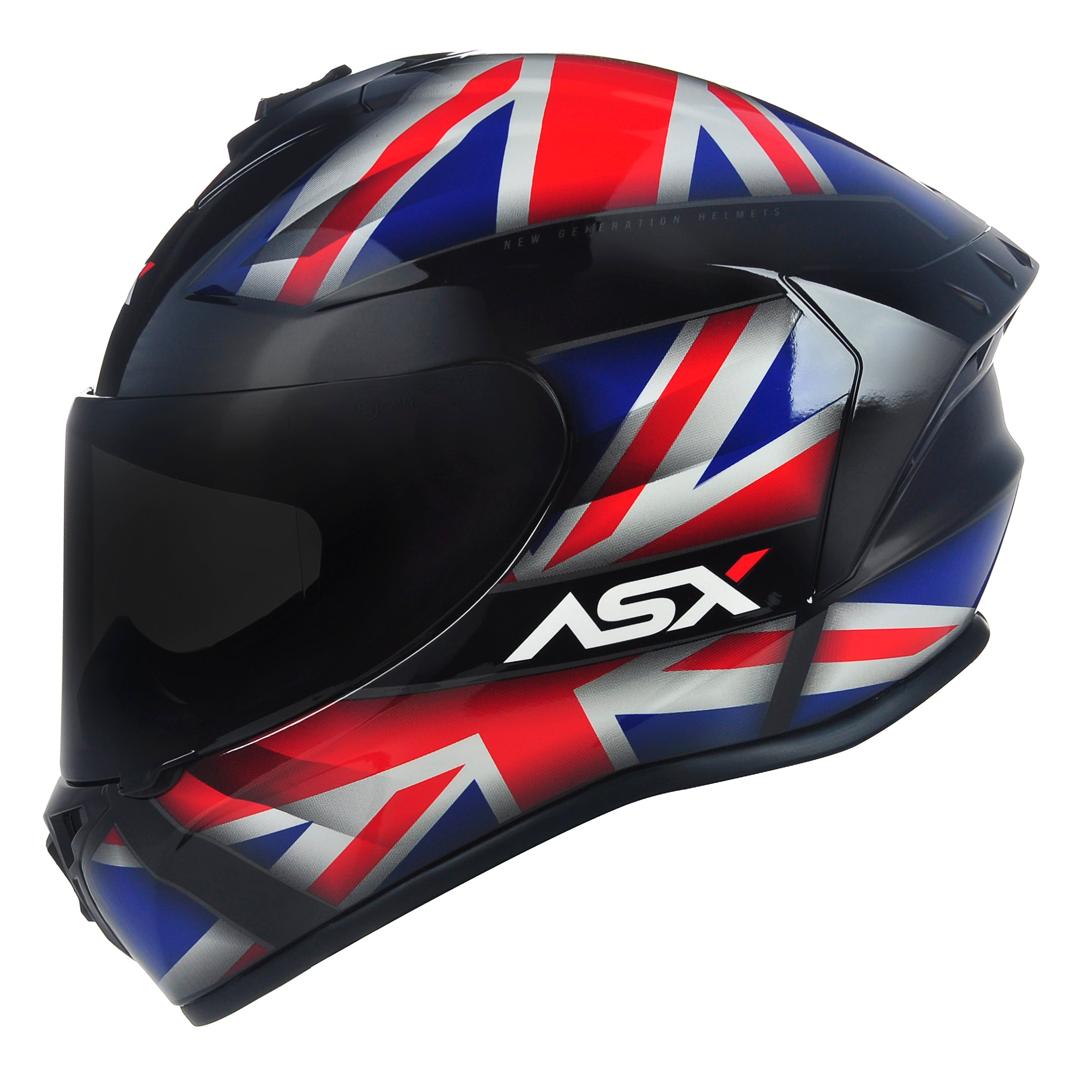 Capacete ASX Draken Uk Brilho Preto/Vermelho/Azul