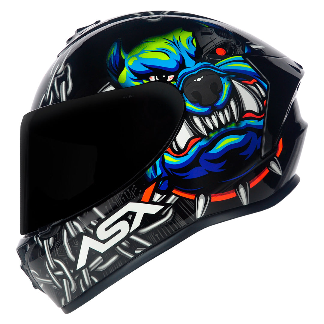 Capacete ASX draken Bull Cyber Brilho Preto/Azul