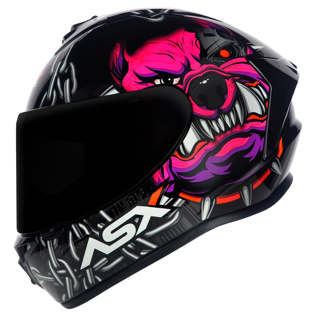 Capacete ASX draken Bull Cyber Brilho Preto/rosa