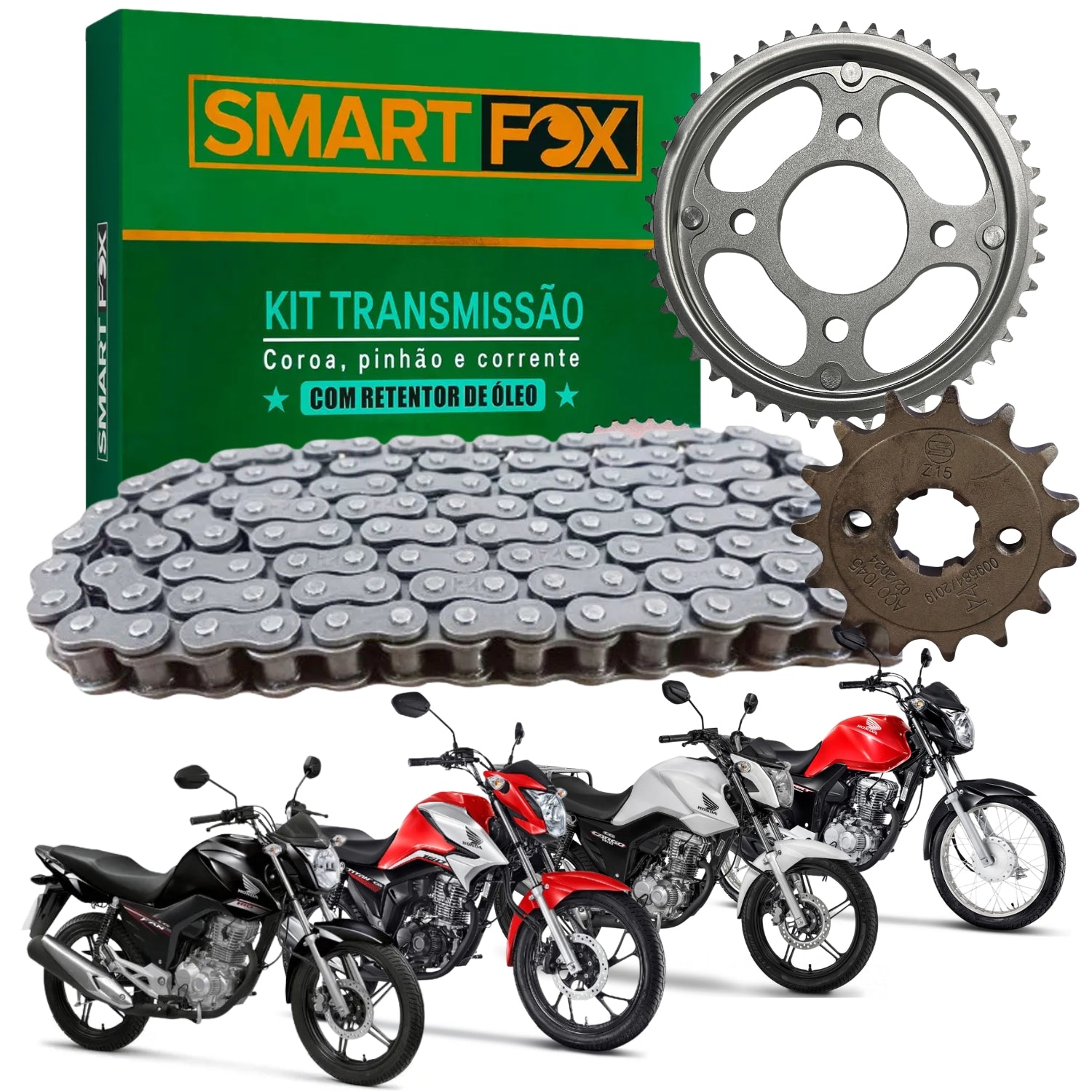 Kit Relação Transmissão com retentor CG 160 Titan Fan Start Cargo 2016-2023