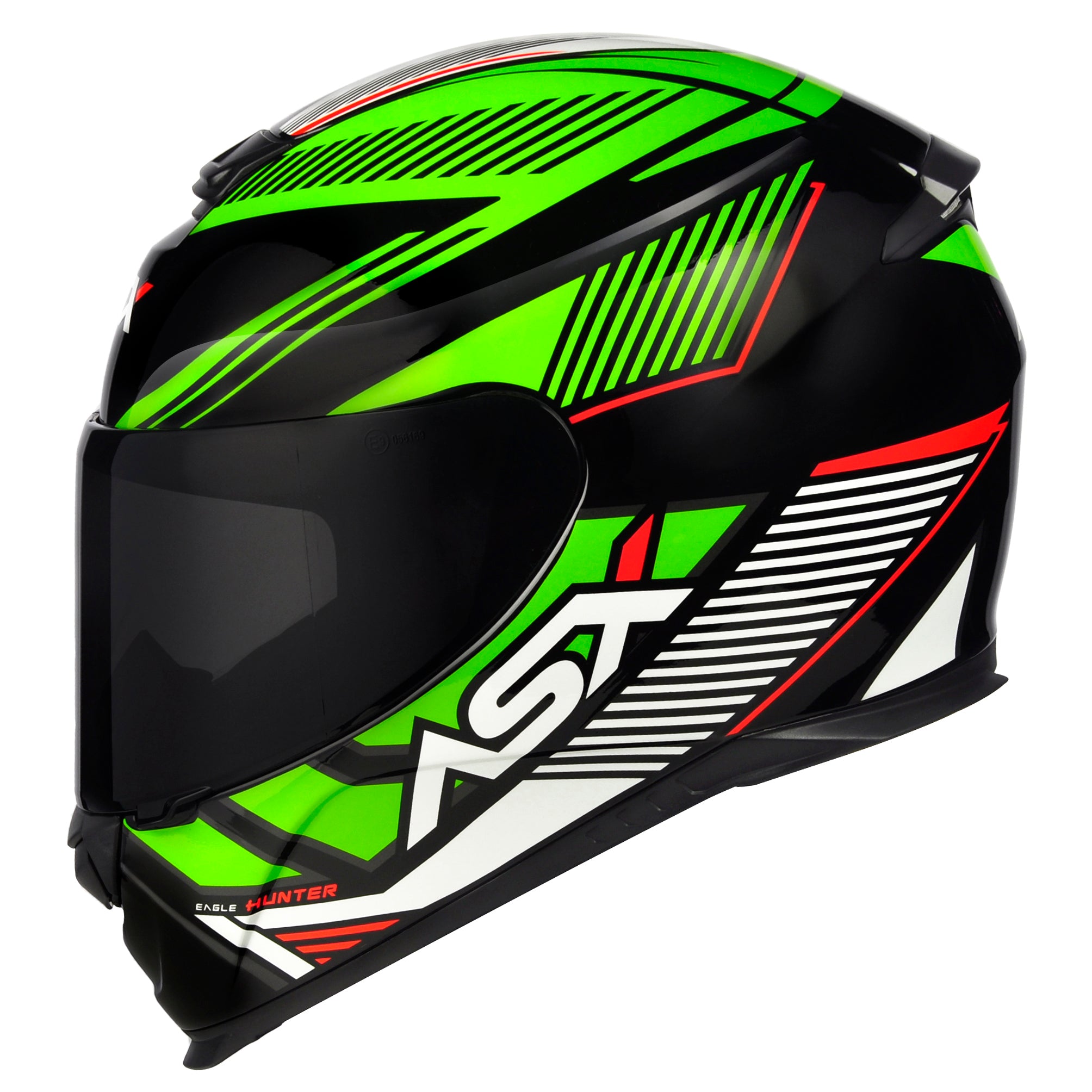 Capacete ASX Eagle Hunter Brilho Preto/Branco/Verde