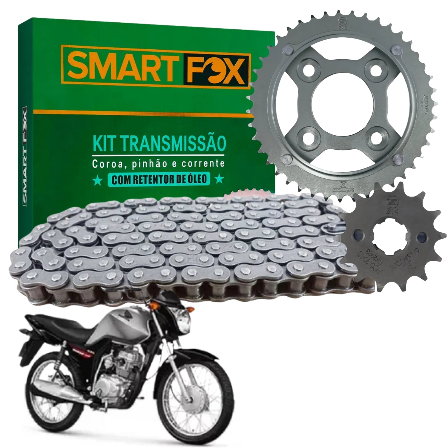 Kit Relação Transmissão Com retentor Cg 125 Fan 2014-2018