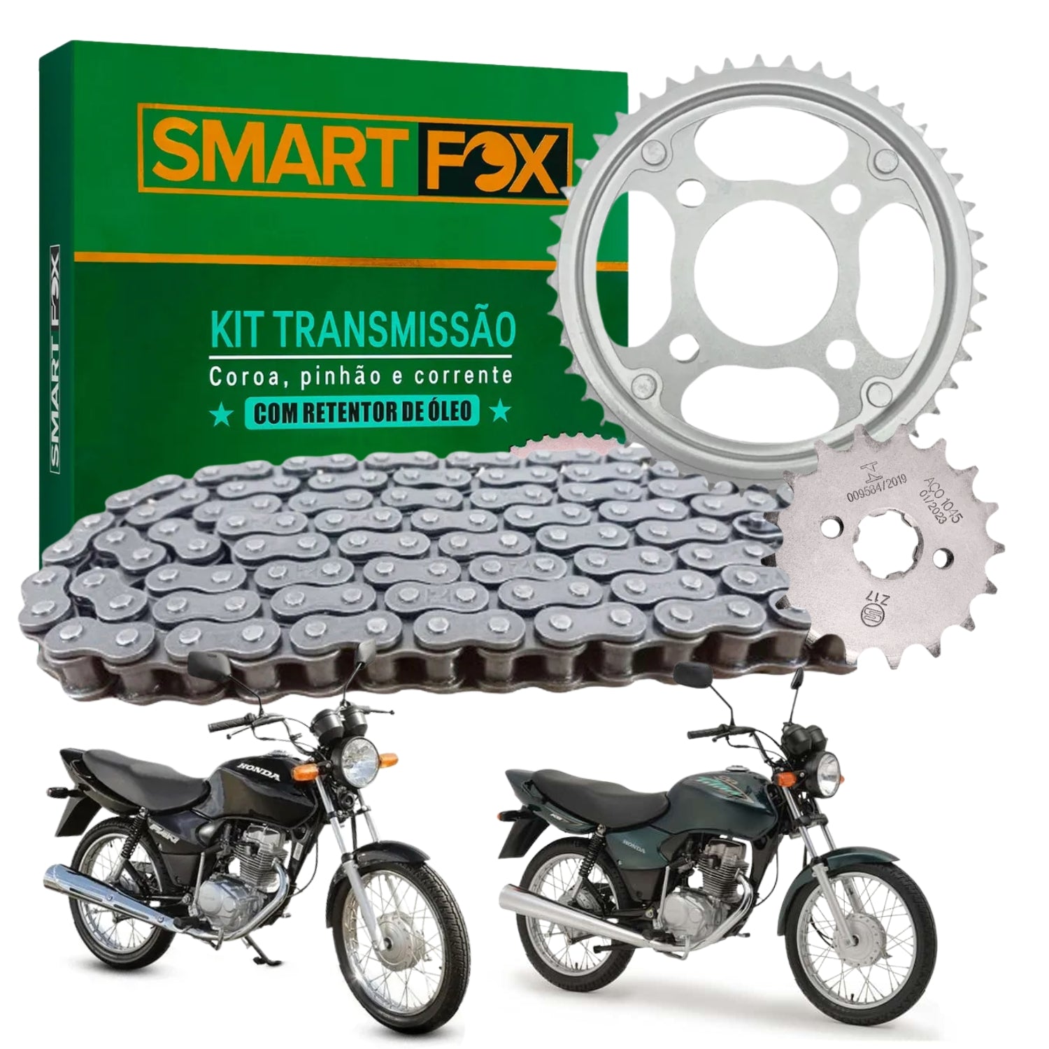 Kit Relação Transmissão Com Retentor Titan 125 2000-2004 Fan 125 2005-2008