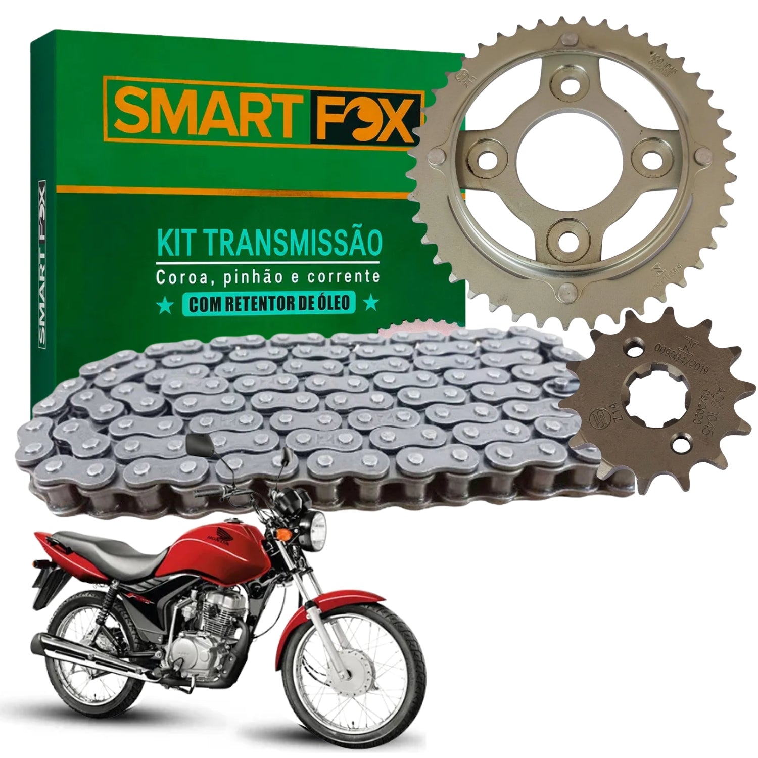 Kit Relação Transmissão Com Retentor Cg 125 Fan 2009-2013