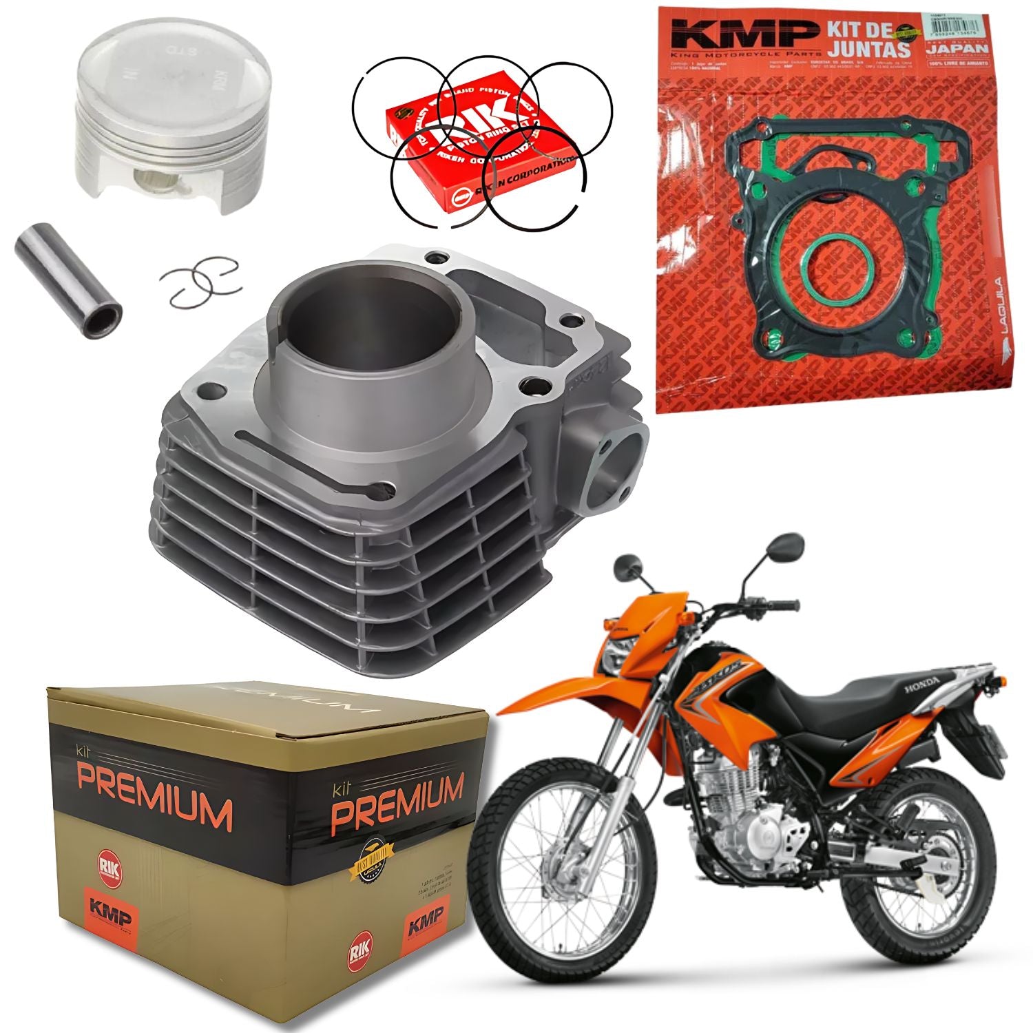 KIT PREMIUM COM CILINDRO PISTAO KMP HONDA CG 125 2009 EM DIANTE