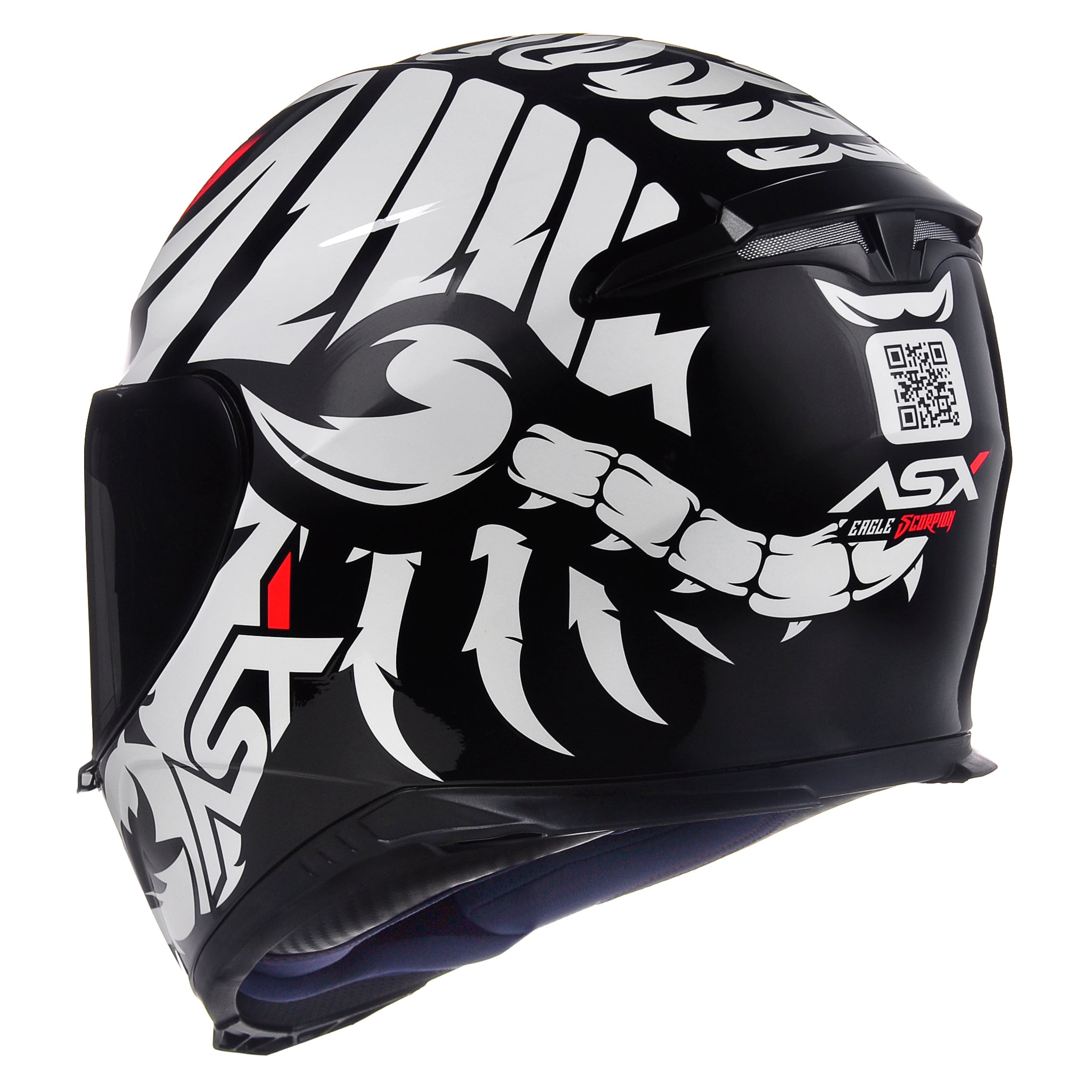 Capacete ASX Eagle Scorpion Brilho Preto/Branco/Vermelho