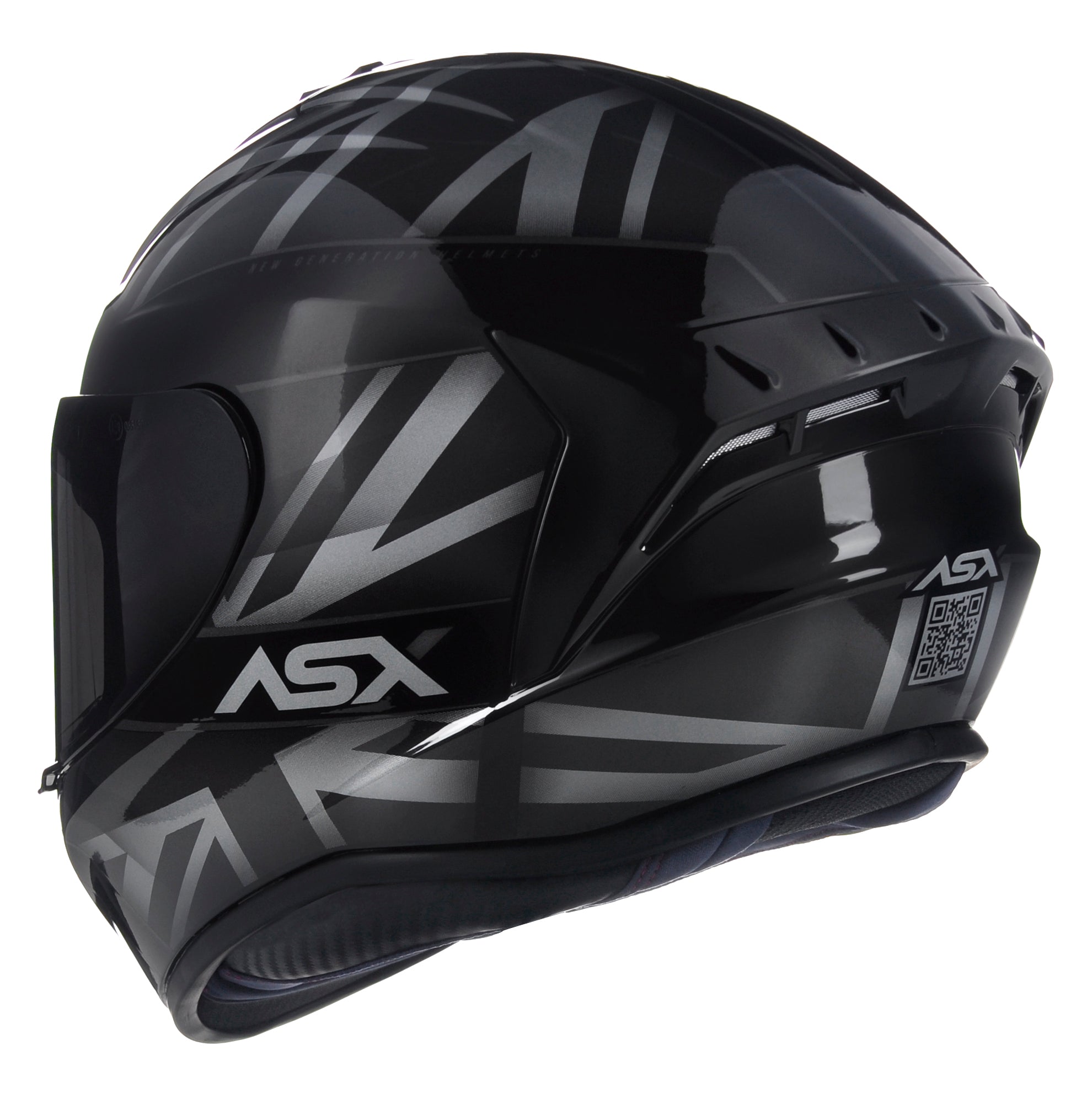 Capacete ASX Draken Uk Brilho Preto/Cinza