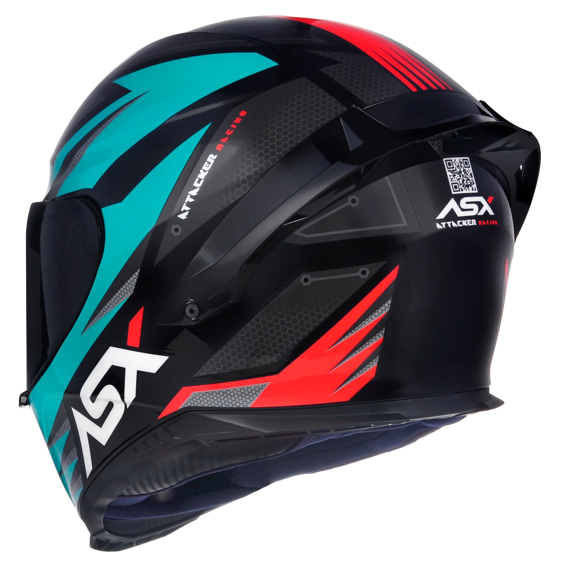 Capacete ASX Eagle Racing Attacker Brilho Preto/Grafite/Tiffany