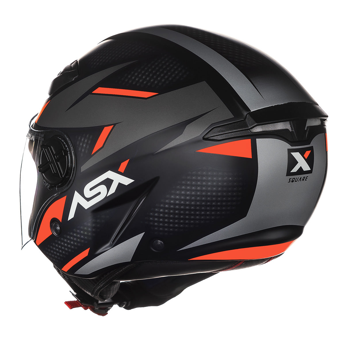 Capacete ASX City Air Square Fosco Preto Grafite Veremelho