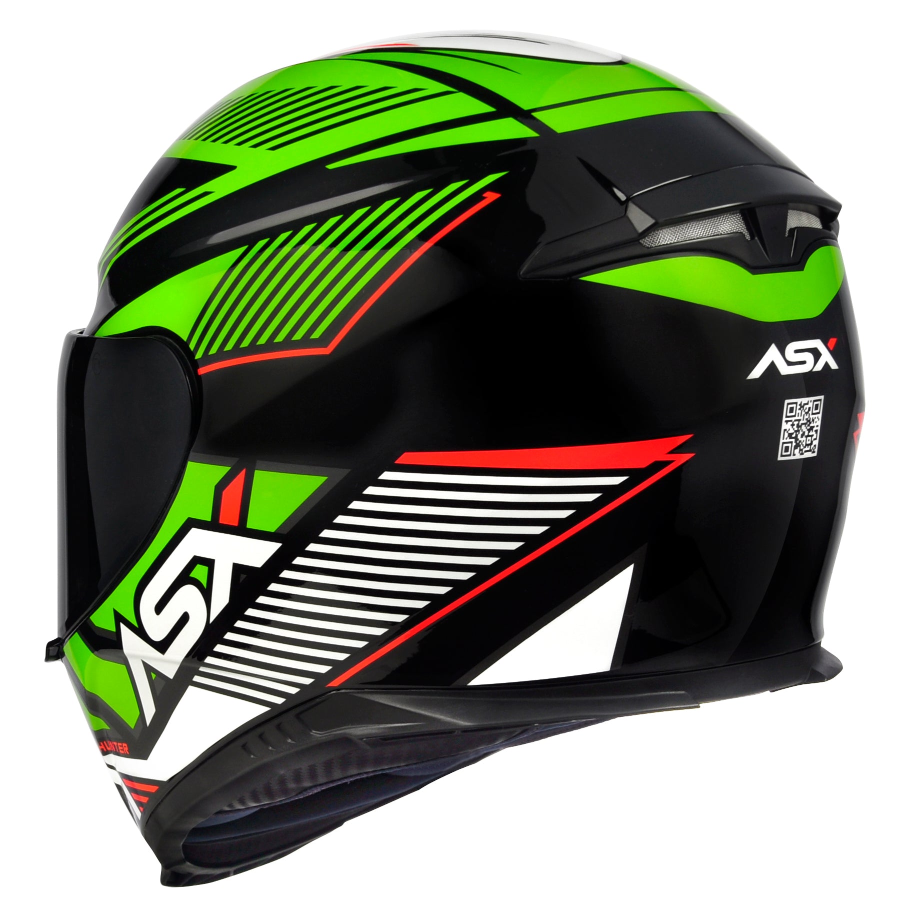Capacete ASX Eagle Hunter Brilho Preto/Branco/Verde