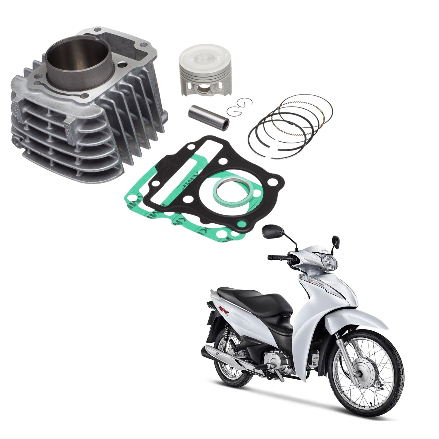 KIT COM CILINDRO PISTAO KMP HONDA BIZ 110