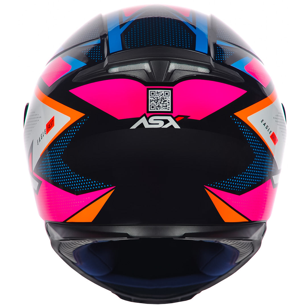 Capacete ASX Eagle Fast Brilho Preto/Rosa/Branco