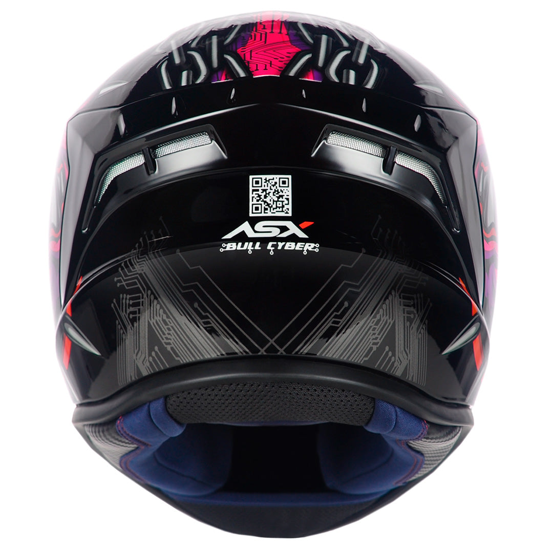 Capacete ASX draken Bull Cyber Brilho Preto/rosa