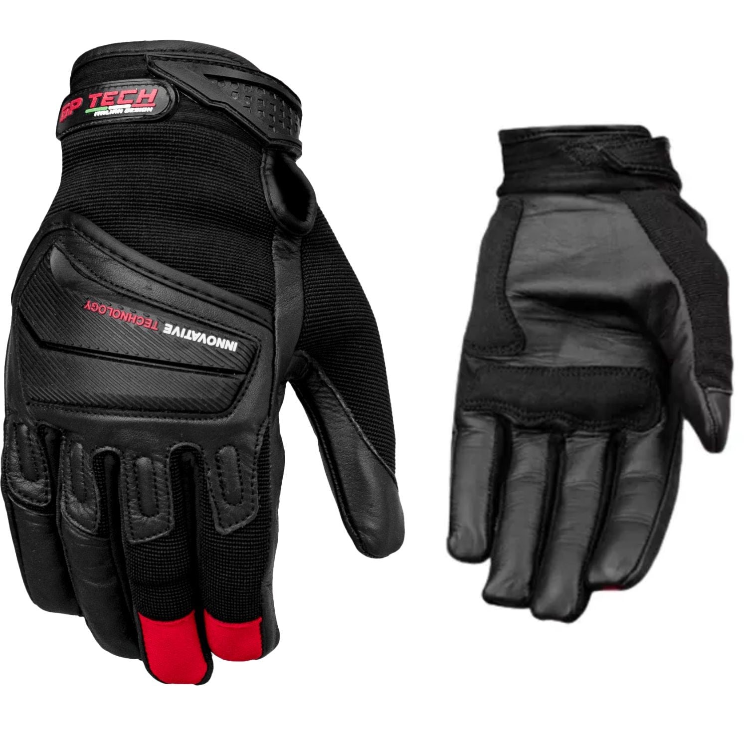 Luva de motoqueiro GP Tech Urban Tech Preto Vermelho