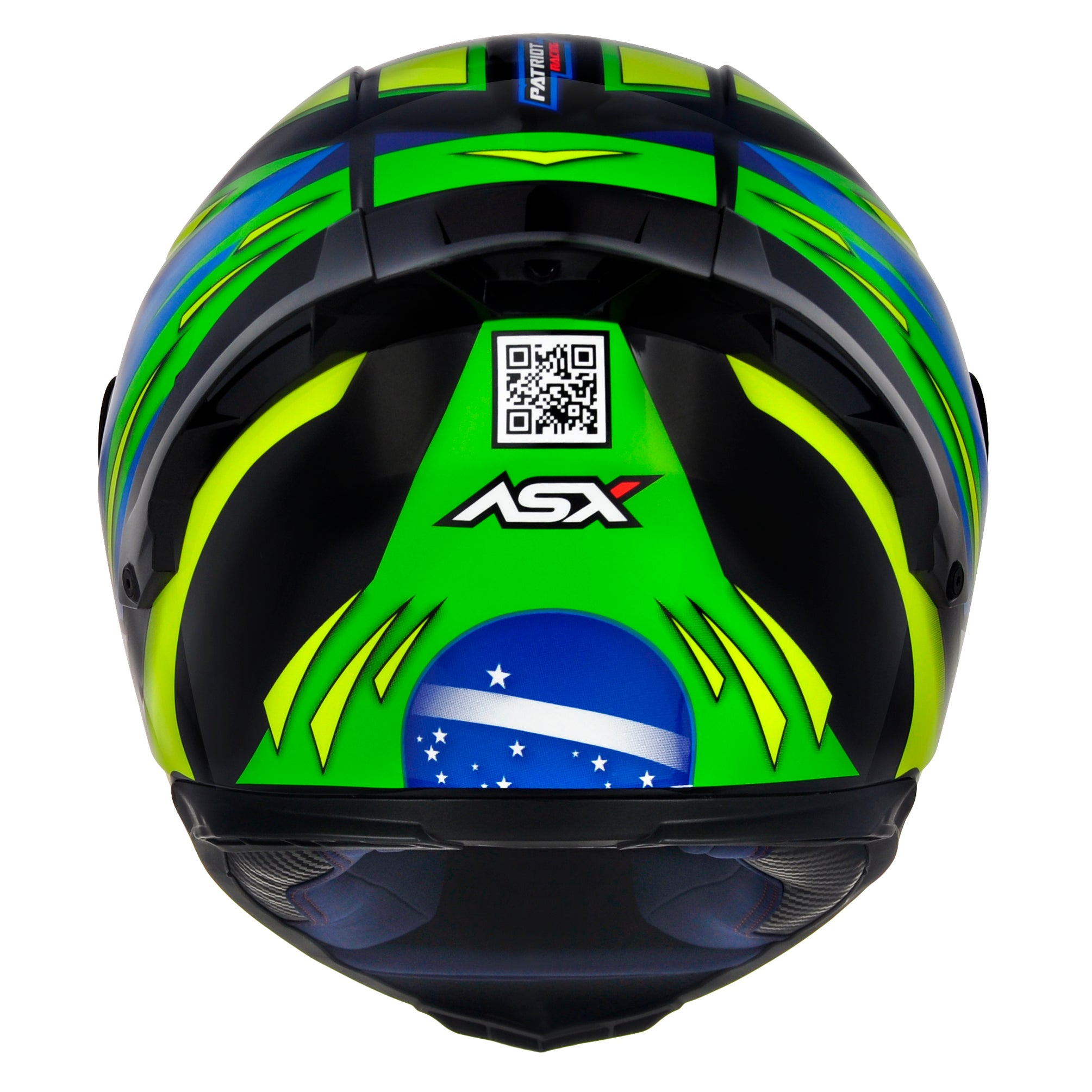 Capacete ASX Eagle Racing Patriot Brilho Preto/Azul/Amarelo