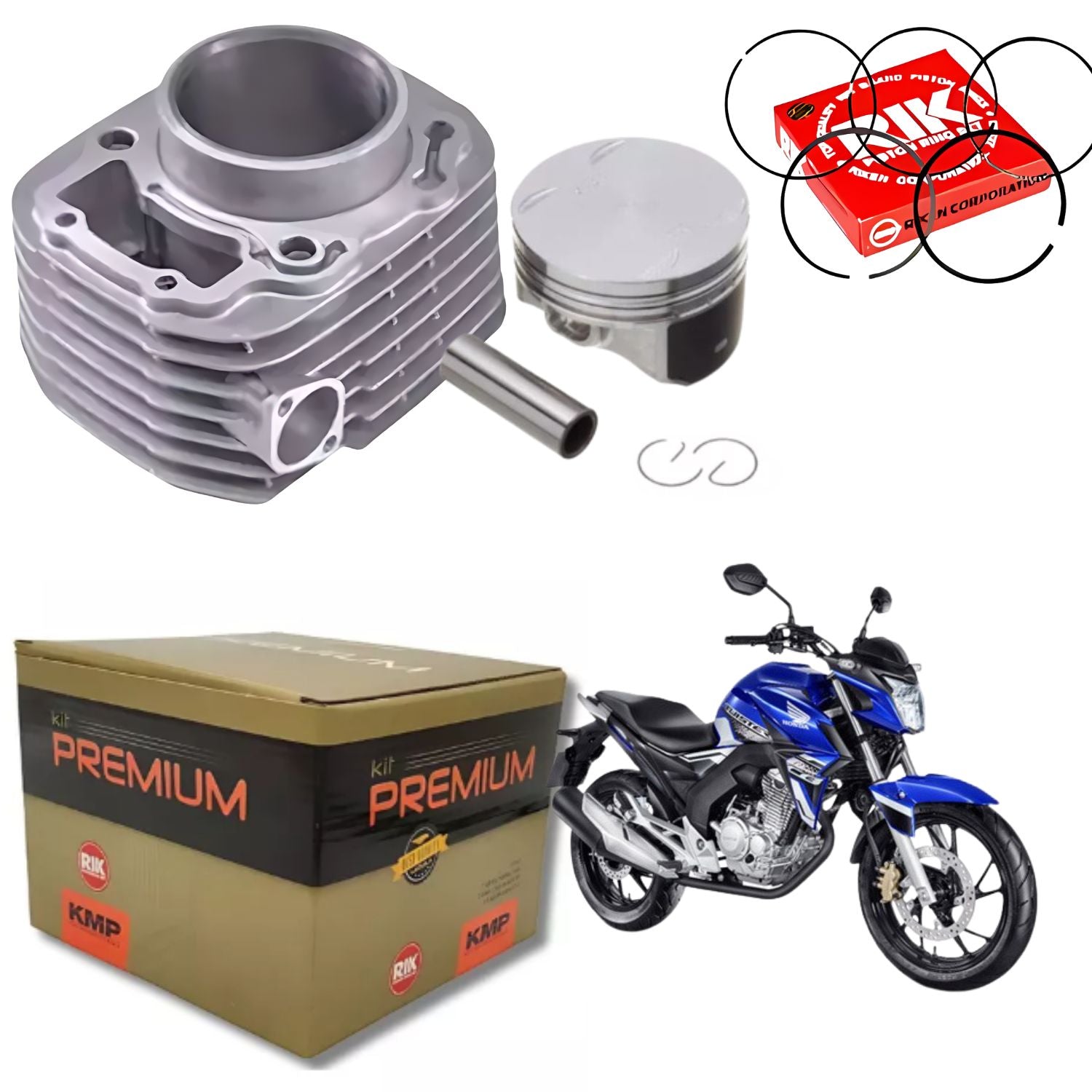 KIT PREMIUM COM CILINDRO PISTAO KMP HONDA CB250F TWISTER 2016 A 2022