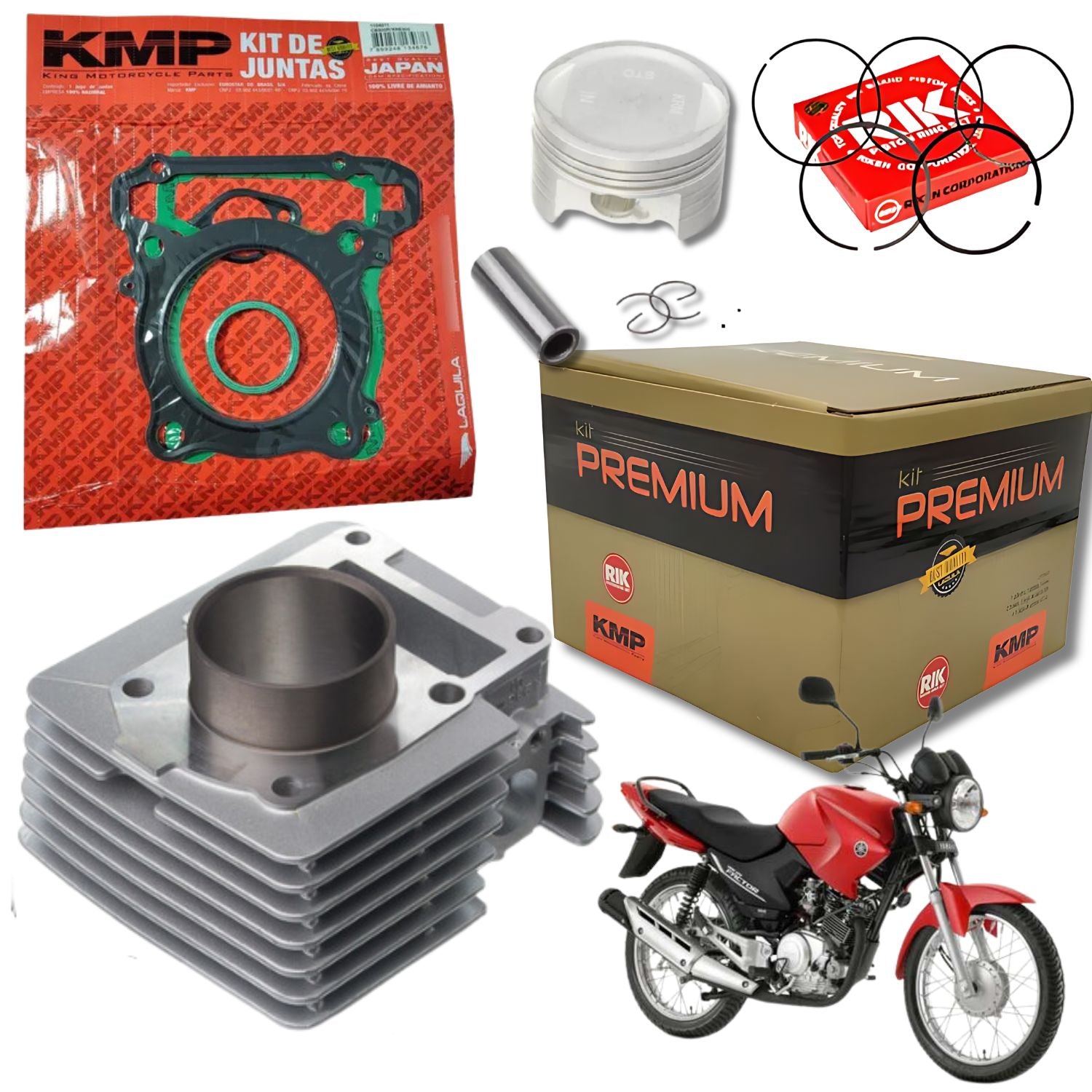 KIT PREMIUM COM CILINDRO PISTAO KMP YAMAHA YBR 125