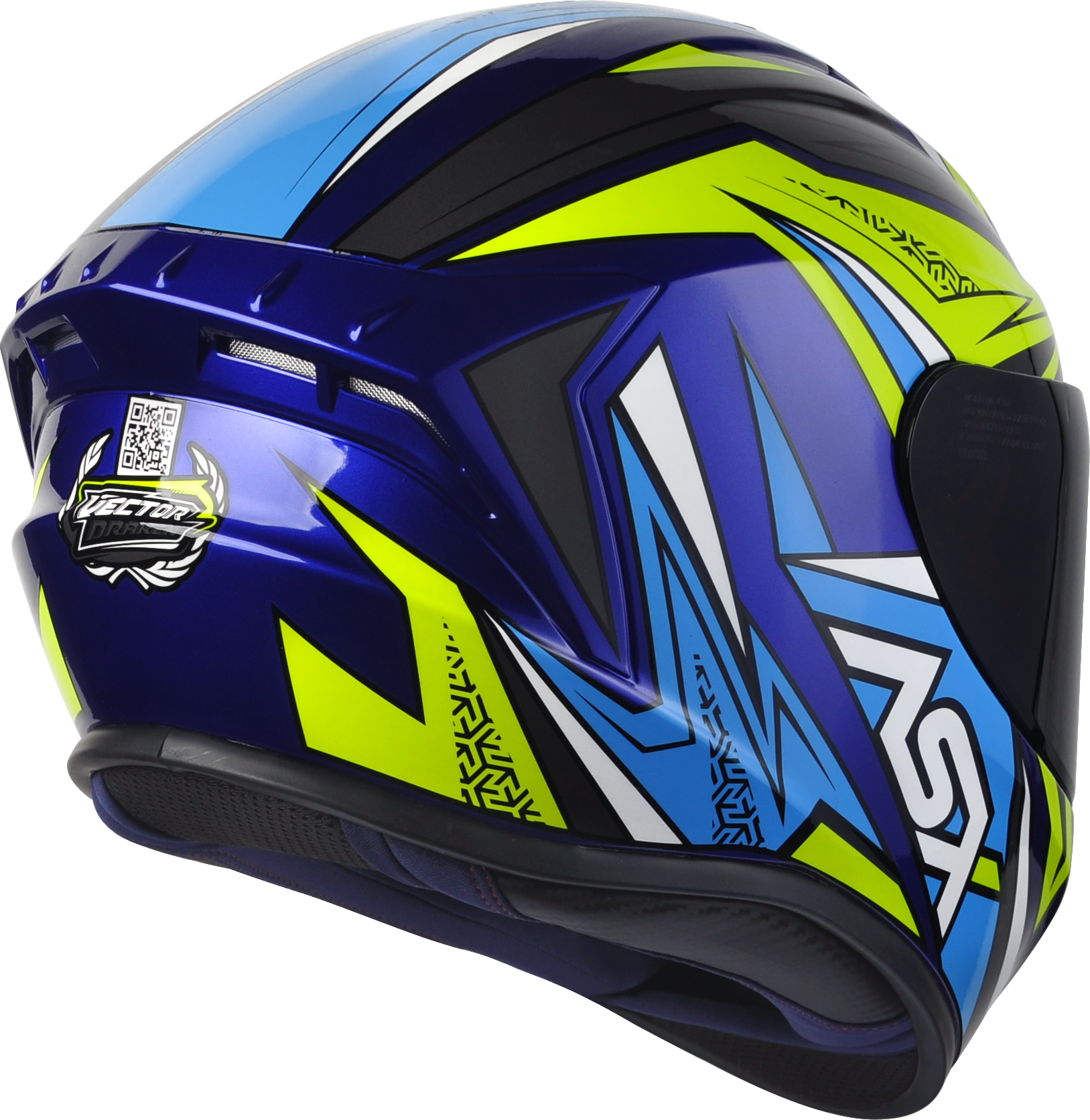 Capacete ASX Draken Vector Brilho Azul/Amarelo/Cinza