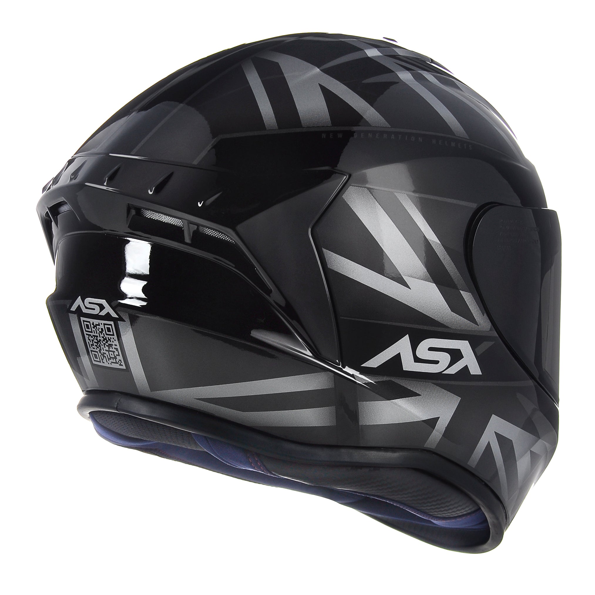 Capacete ASX Draken Uk Brilho Preto/Cinza