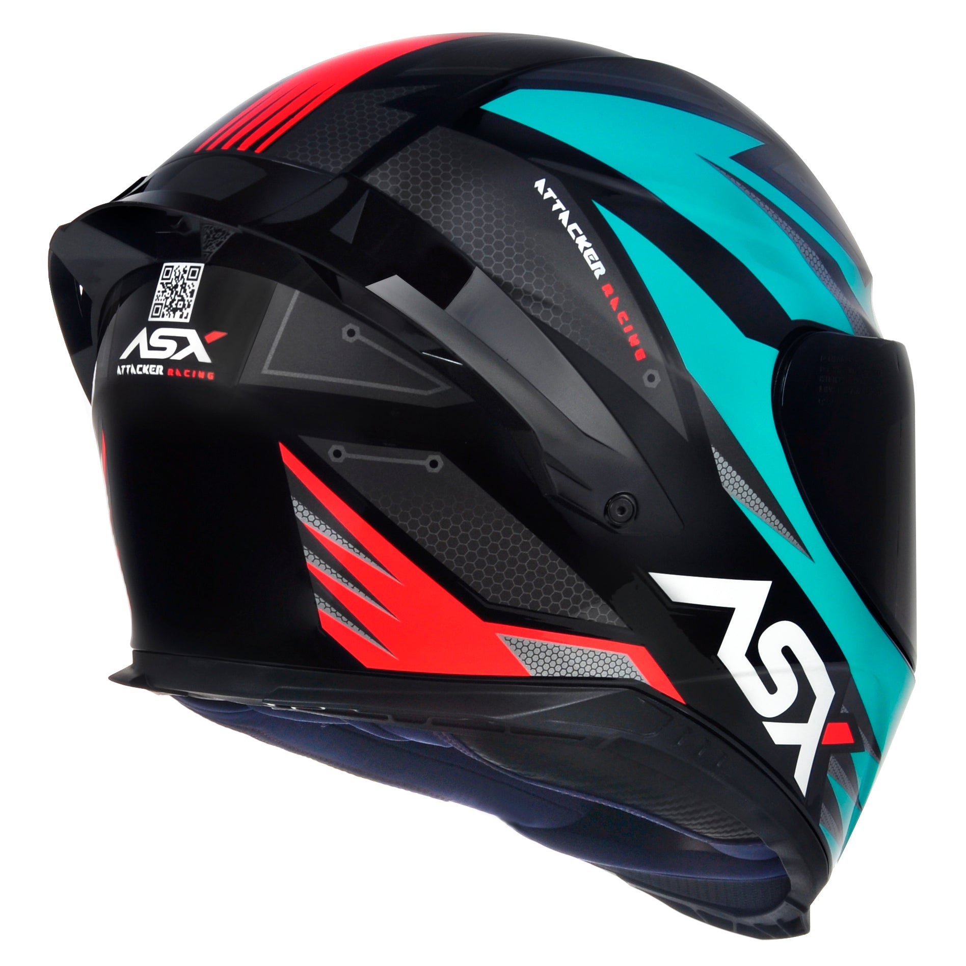 Capacete ASX Eagle Racing Attacker Brilho Preto/Grafite/Tiffany