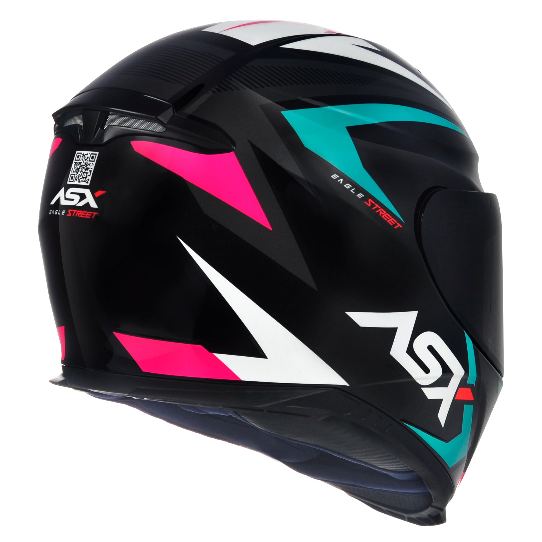 Capacete ASX Eagle Street Brilho Preto/Tiffany/Rosa